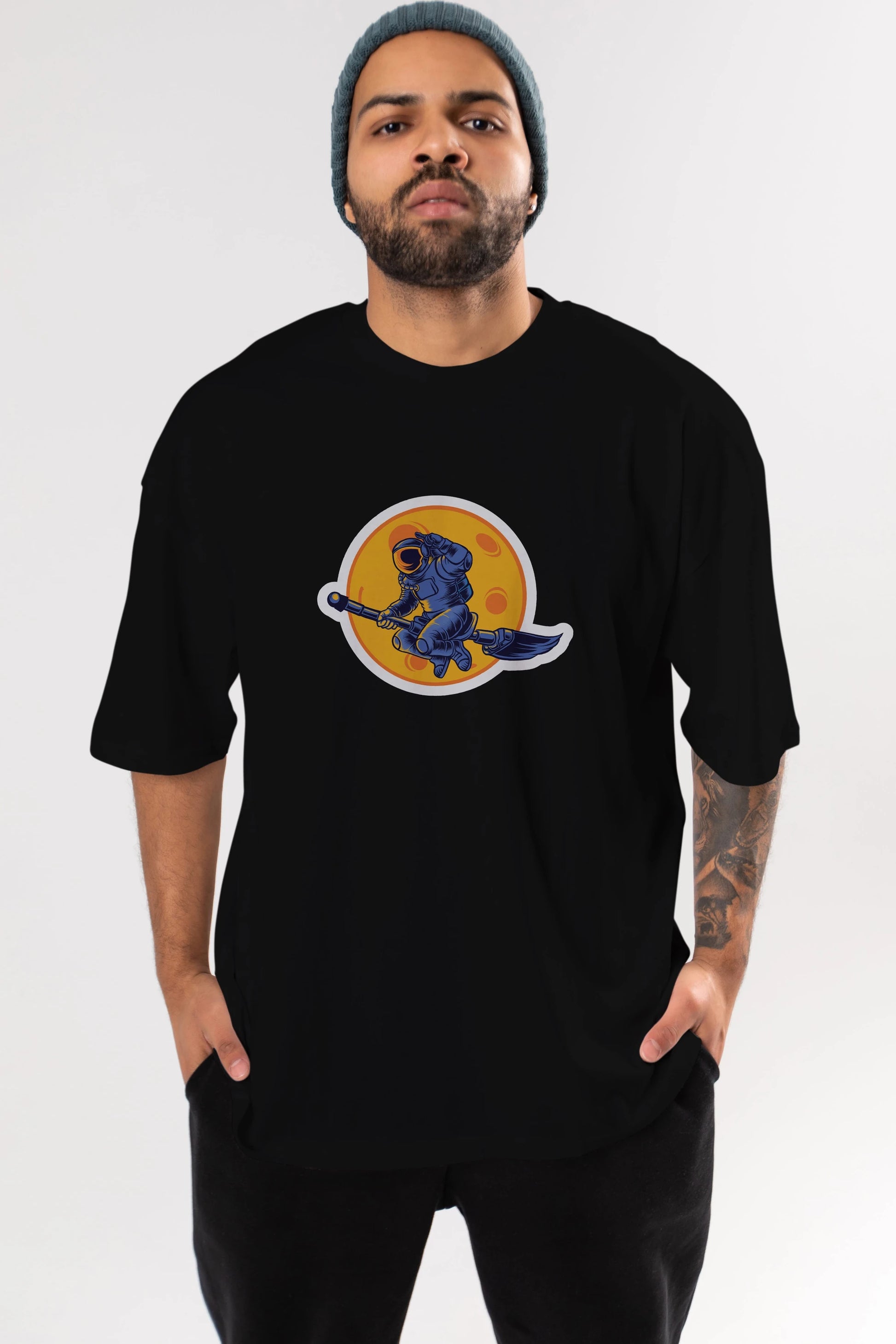 Space Witch Sticker Ön Baskılı Oversize t-shirt Erkek Kadın Unisex