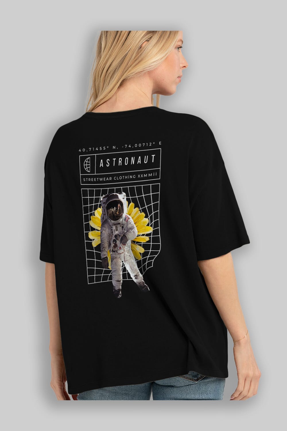 Astronaut Streetwear Arka Baskılı Oversize t-shirt Erkek Kadın Unisex
