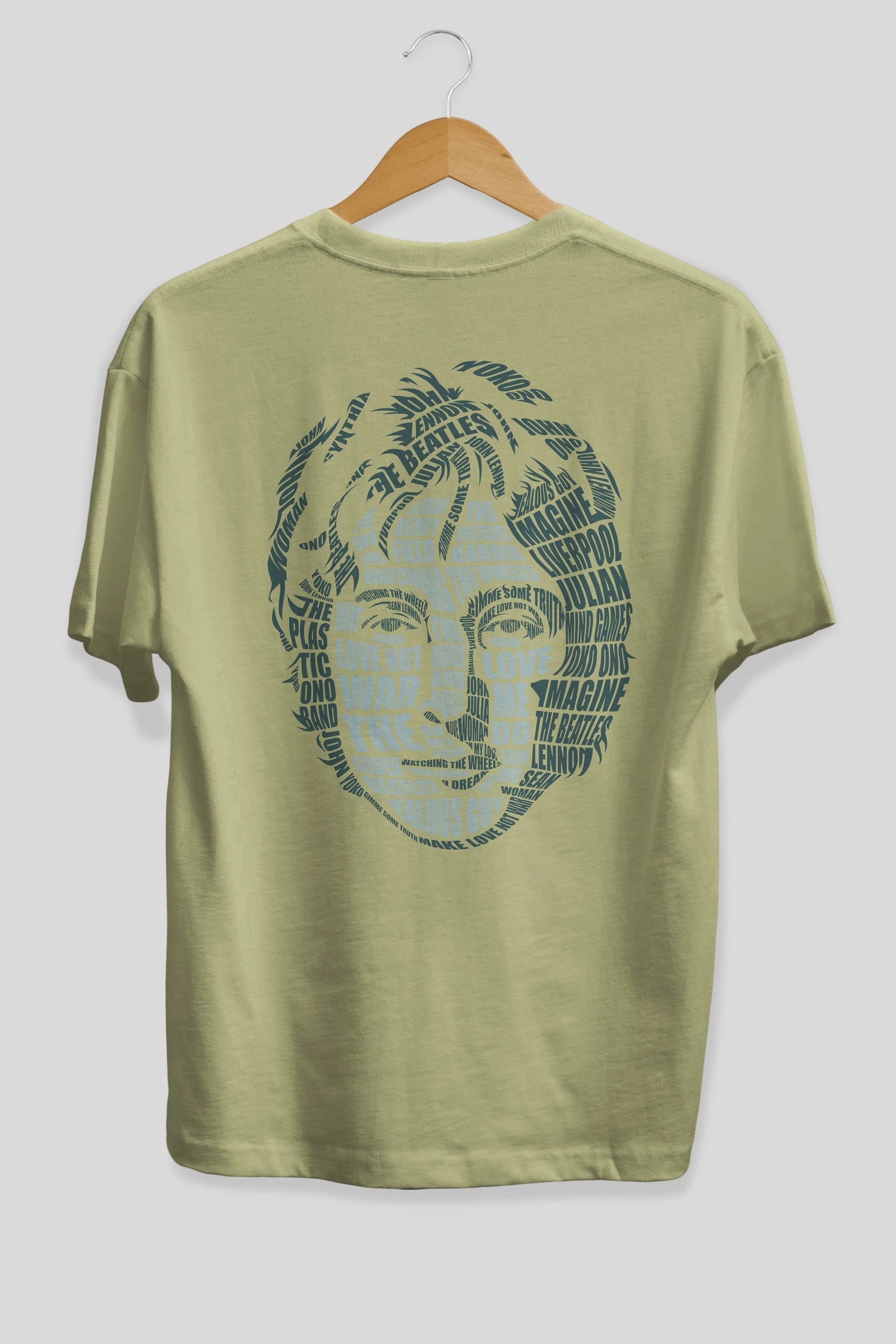 John Lennon Calligram Arka Baskılı Oversize t-shirt %100 pamuk Erkek Kadın Unisex