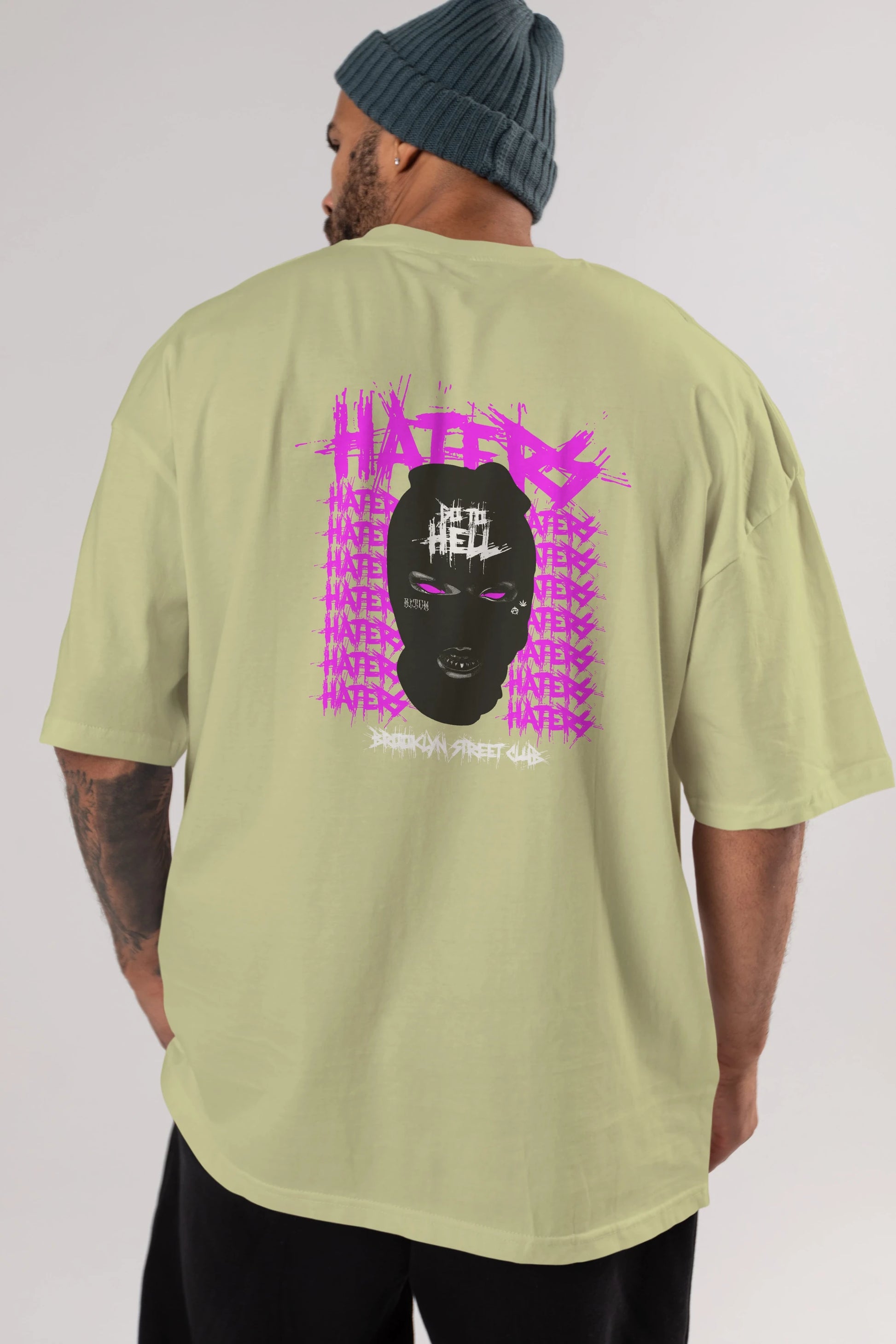 Haters Brooklyn Street Club Arka Baskılı Oversize t-shirt Erkek Kadın Unisex