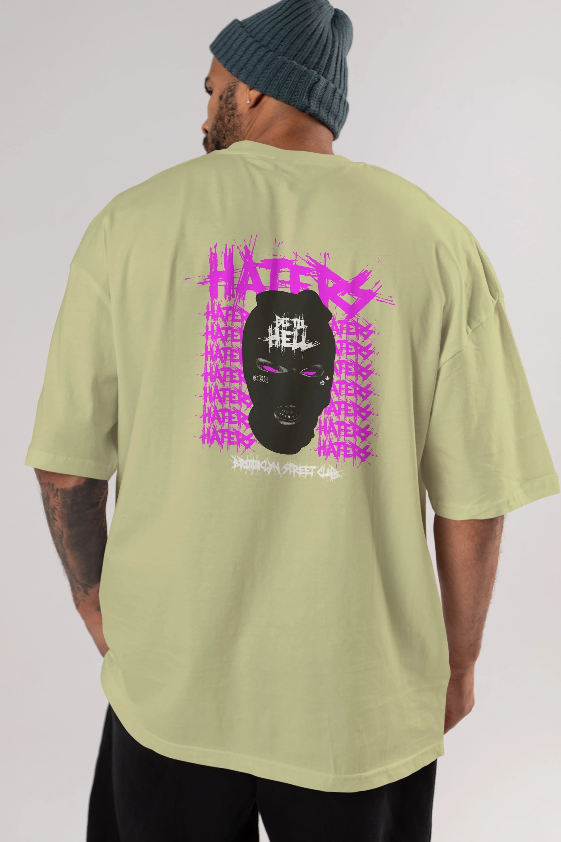 Haters Brooklyn Street Club Arka Baskılı Oversize t-shirt Erkek Kadın Unisex