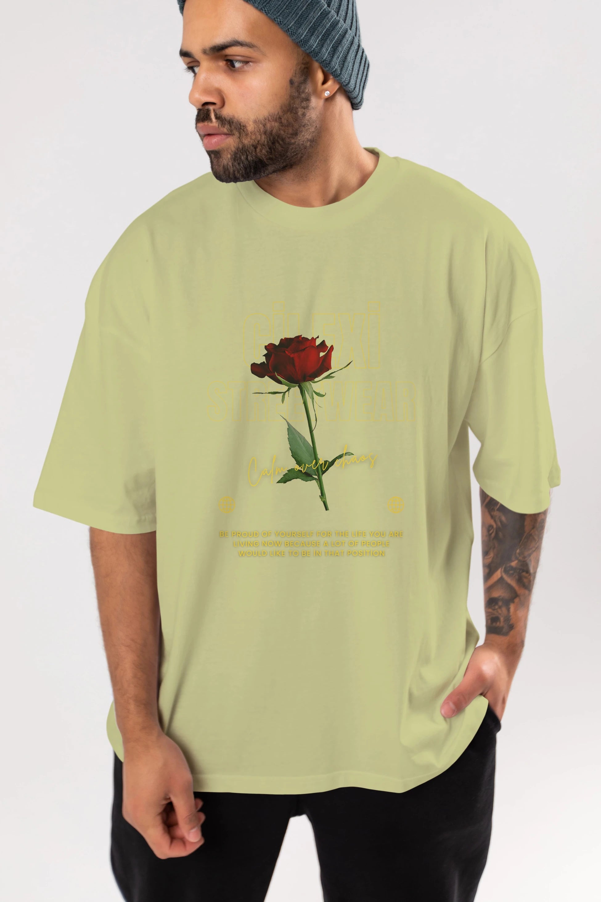 Rose Cilexi Streetwear Ön Baskılı Oversize t-shirt Erkek Kadın Unisex
