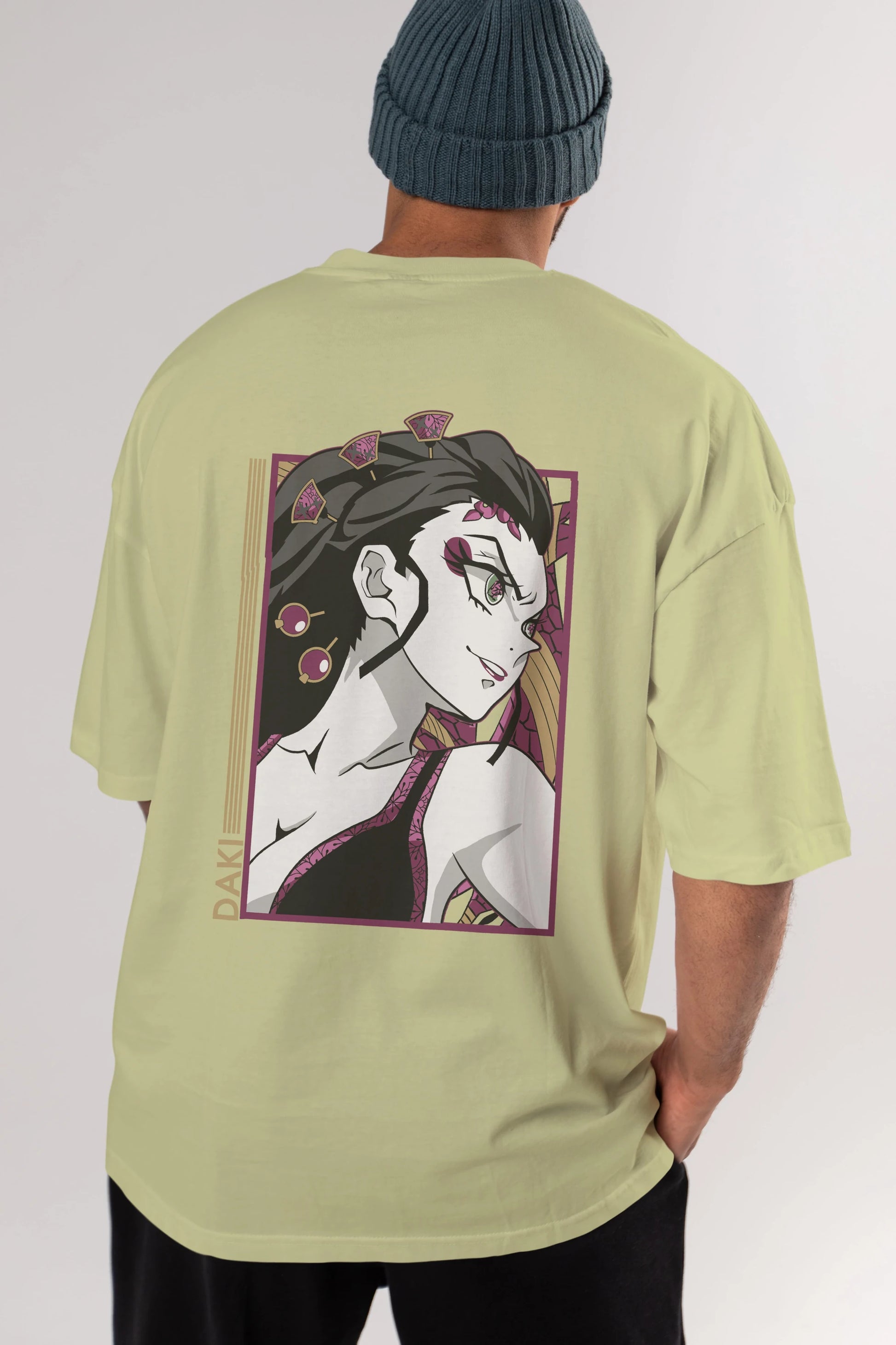 Daki DEMION SLAYER Anime Arka Baskılı Oversize t-shirt Erkek Kadın Unisex
