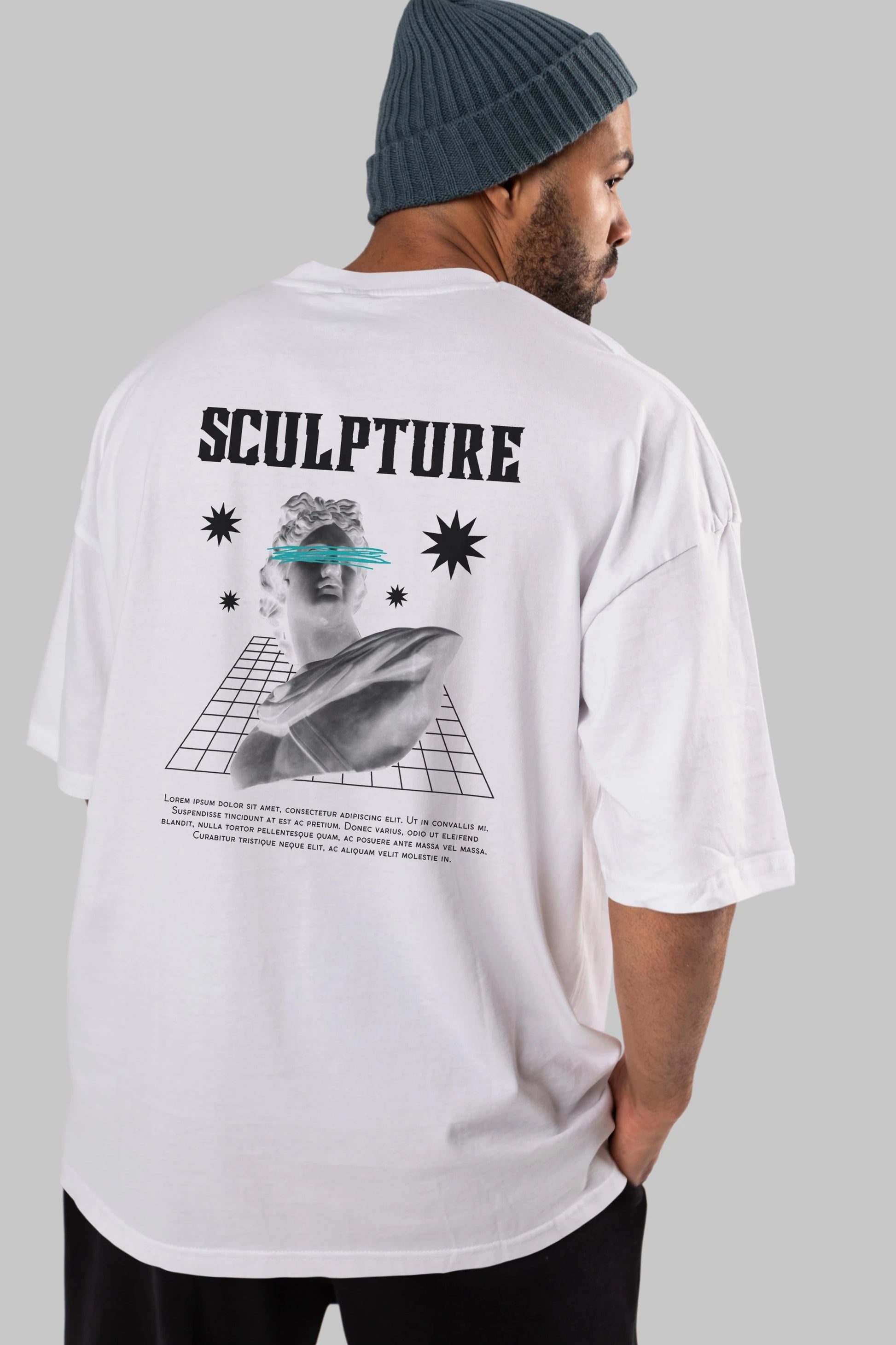 Sculpture Yazılı Arka Baskılı Oversize t-shirt Erkek Kadın Unisex