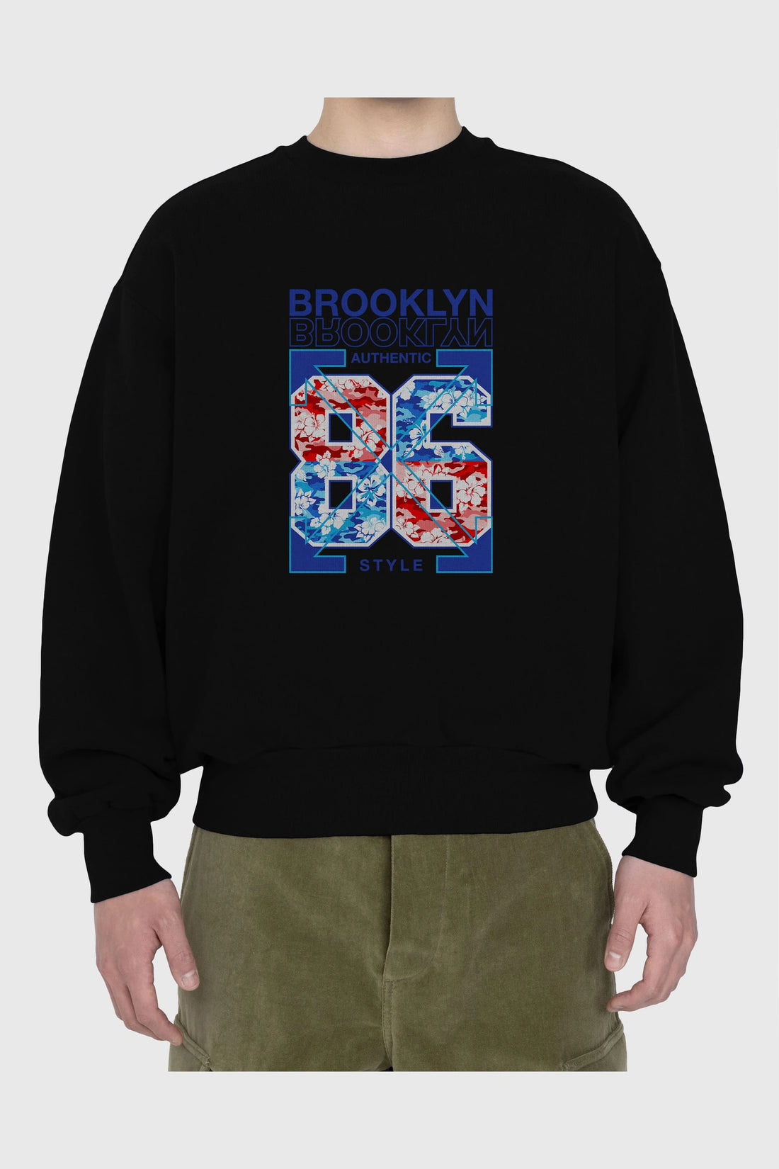 Brooklyn 86 Style Ön Baskılı Oversize Sweatshirt Erkek Kadın Unisex