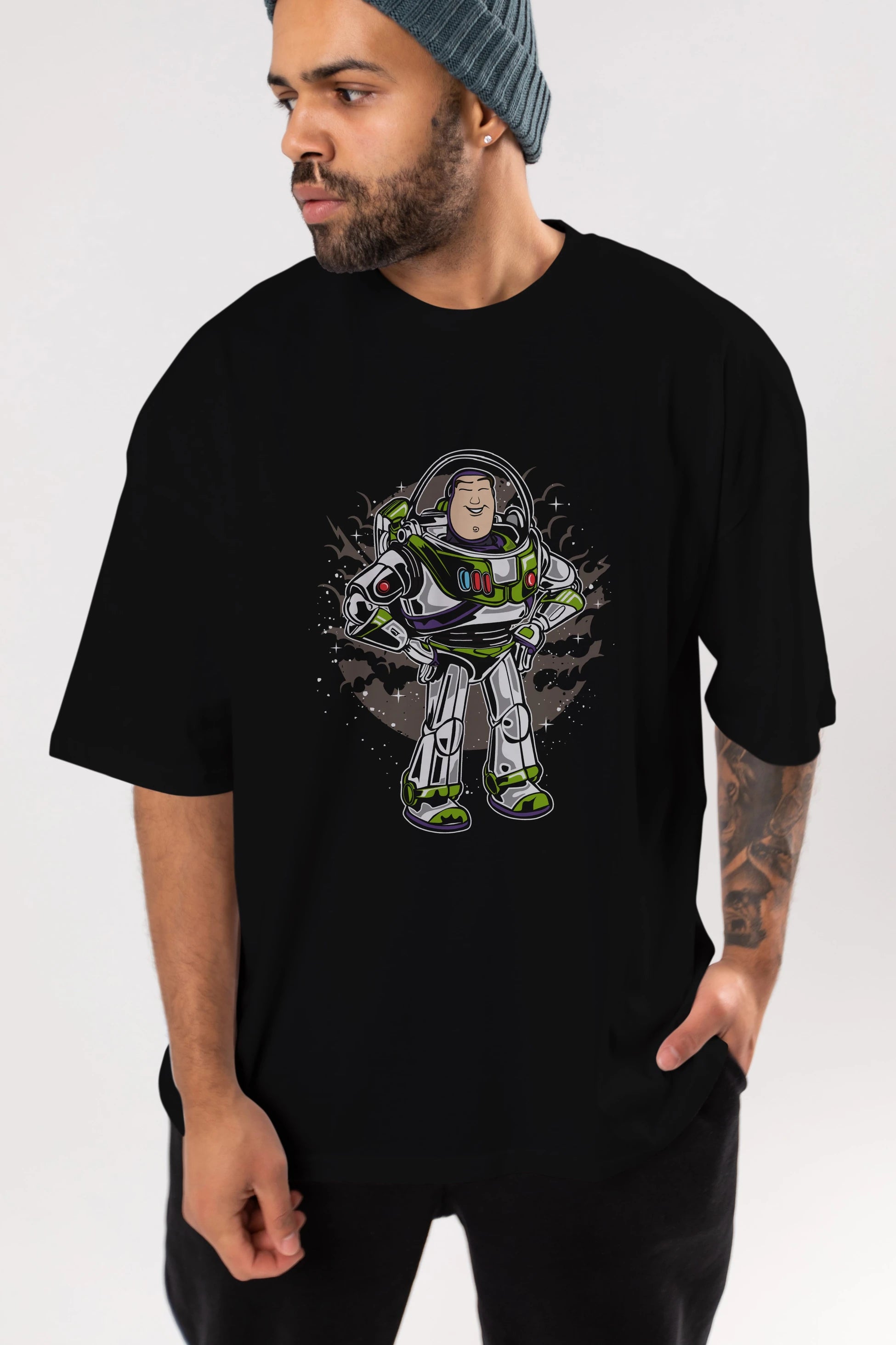 Buzz Ön Baskılı Oversize t-shirt Erkek Kadın Unisex %100 Pamuk tişort