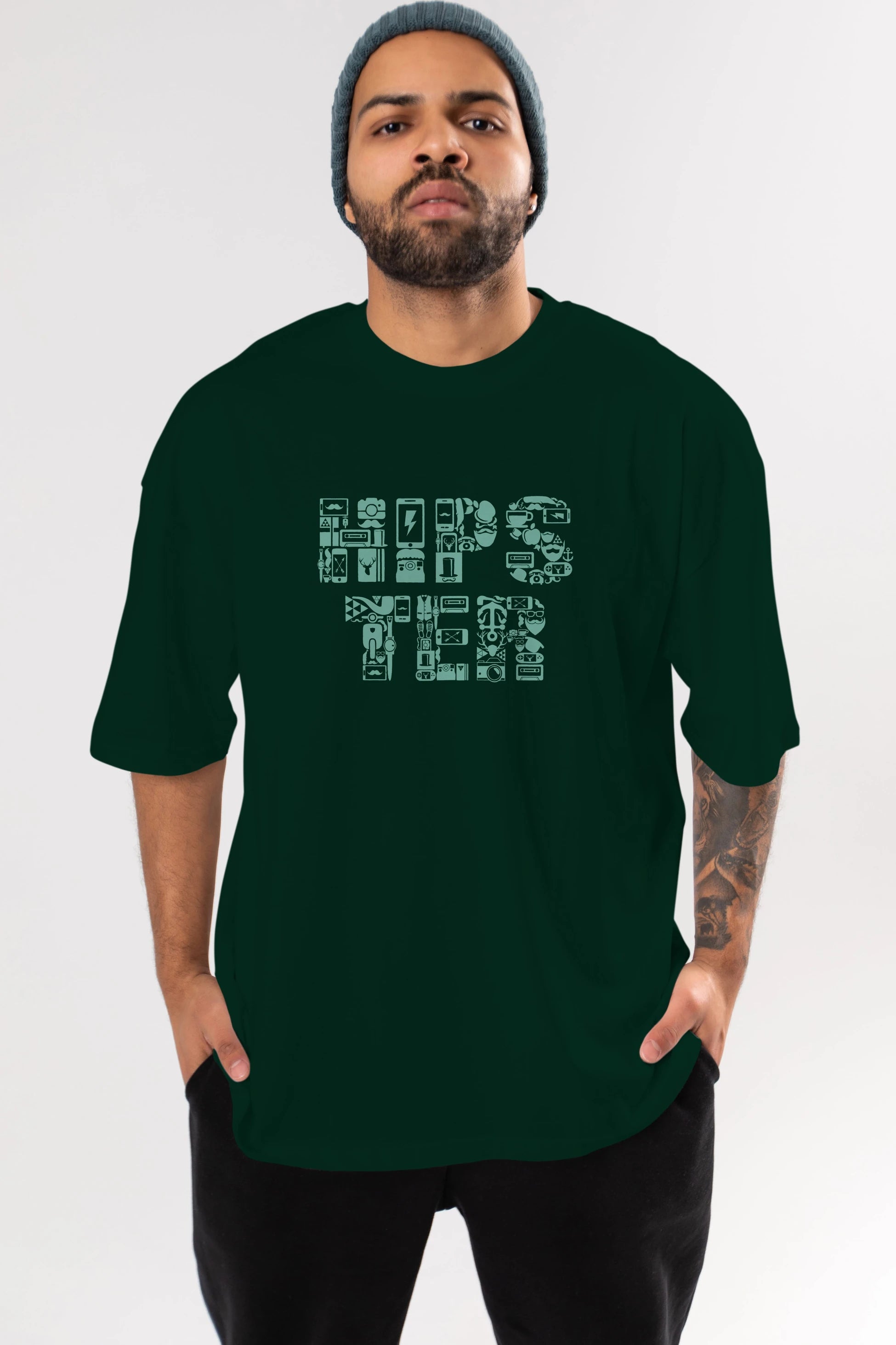 HIPSTER Ön Baskılı Oversize t-shirt %100 pamuk Erkek Kadın Unisex