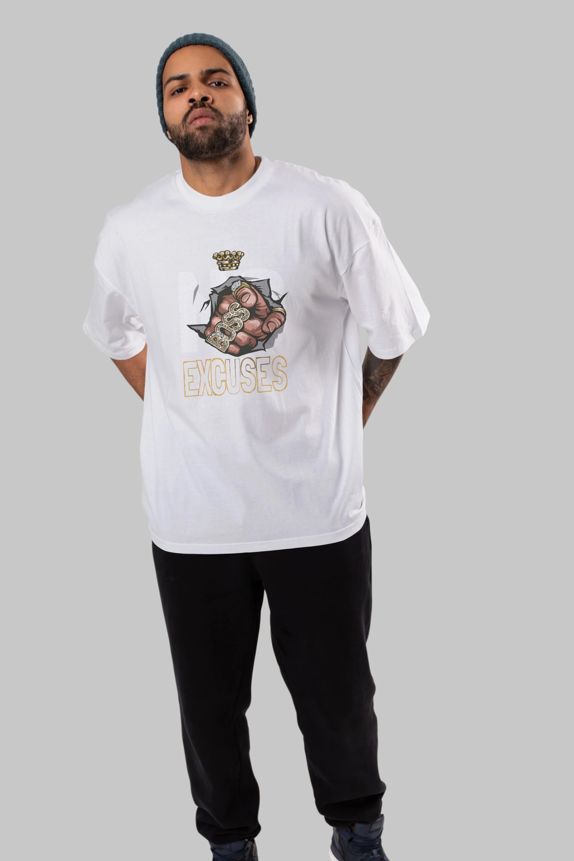 No Excuses Ön Baskılı Oversize t-shirt Erkek Kadın Unisex