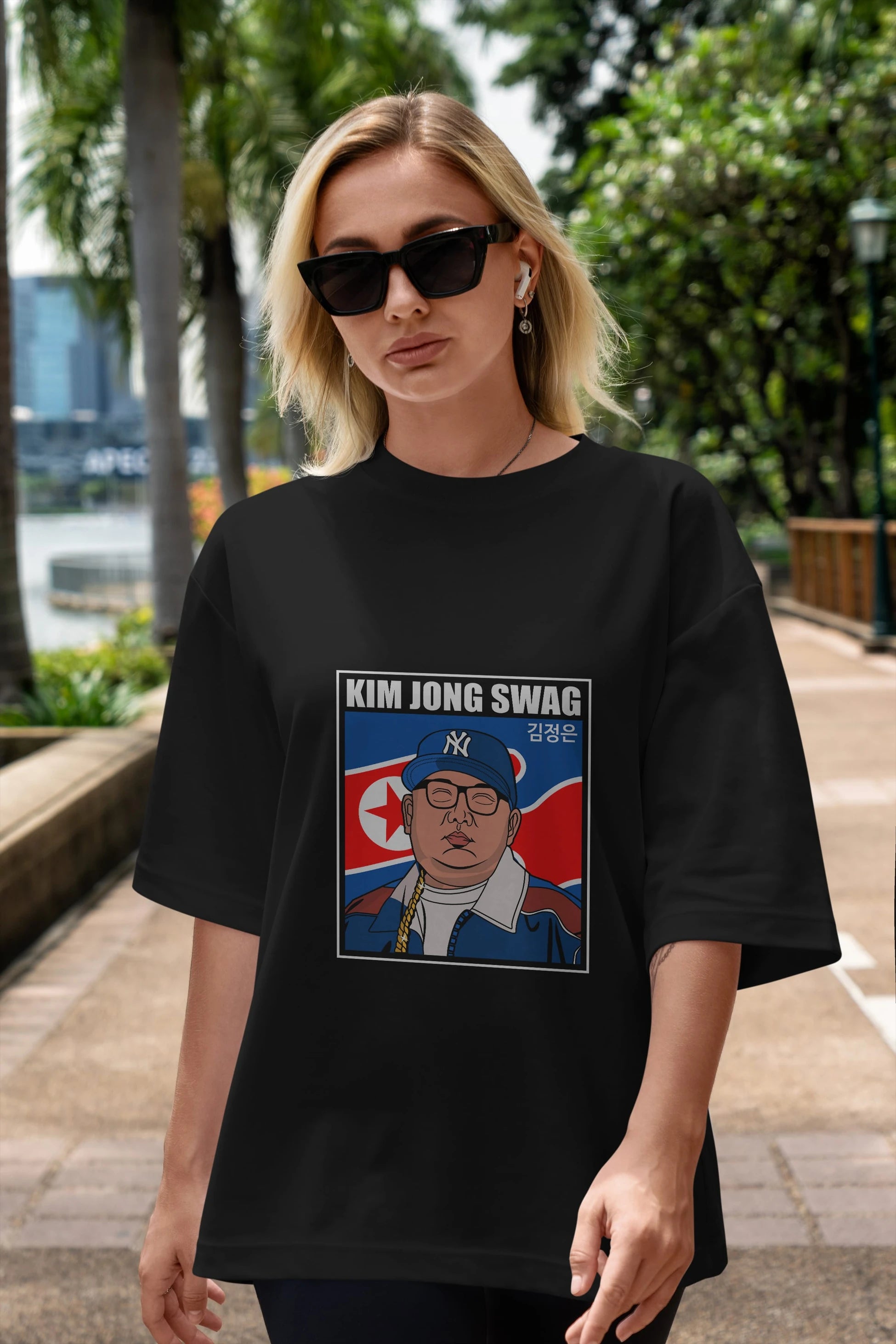 King Jong Swag Ön Baskılı Oversize t-shirt Erkek Kadın Unisex %100 Pamuk tişort