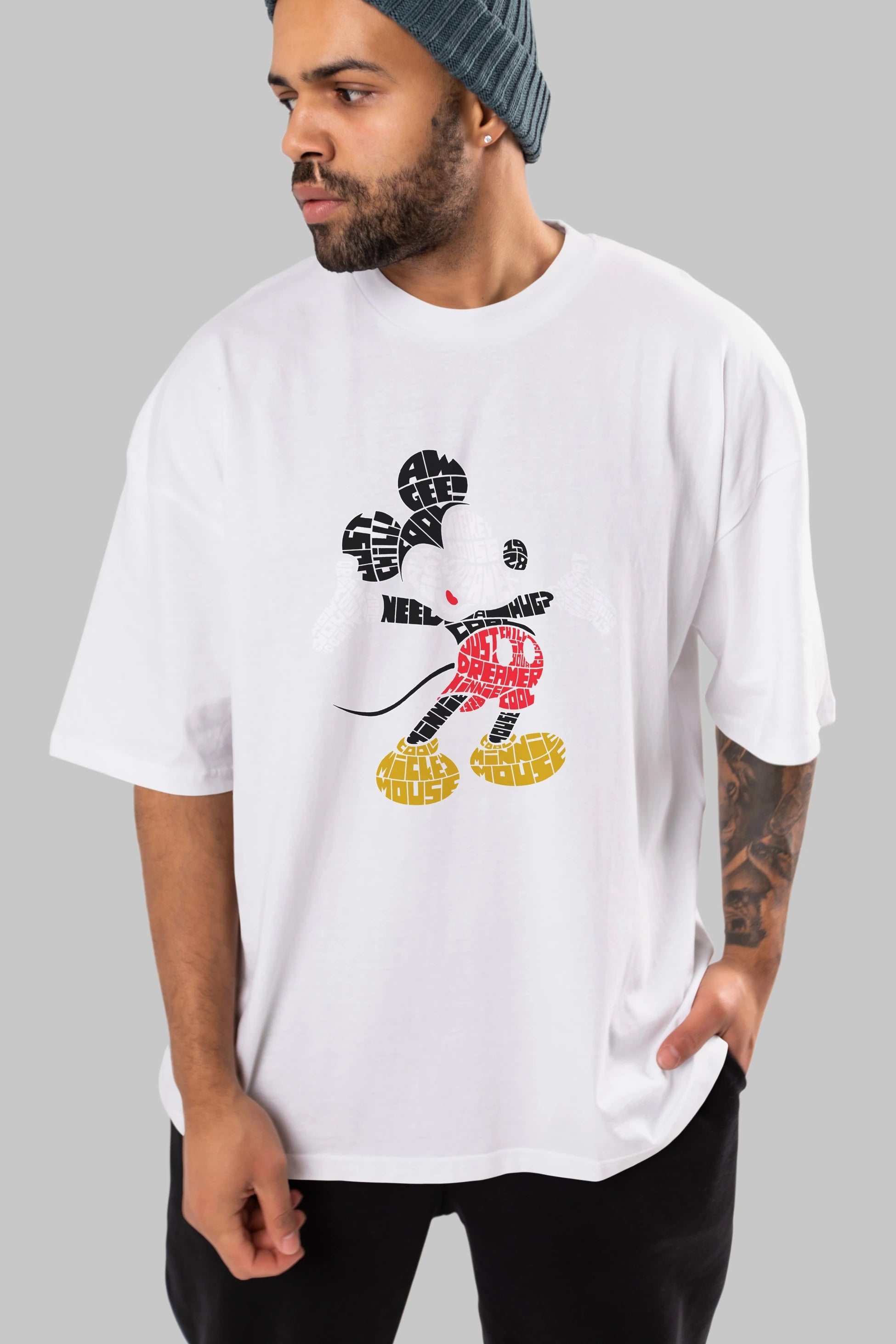 Mickey Ön Baskılı Oversize t-shirt %100 pamuk Erkek Kadın Unisex