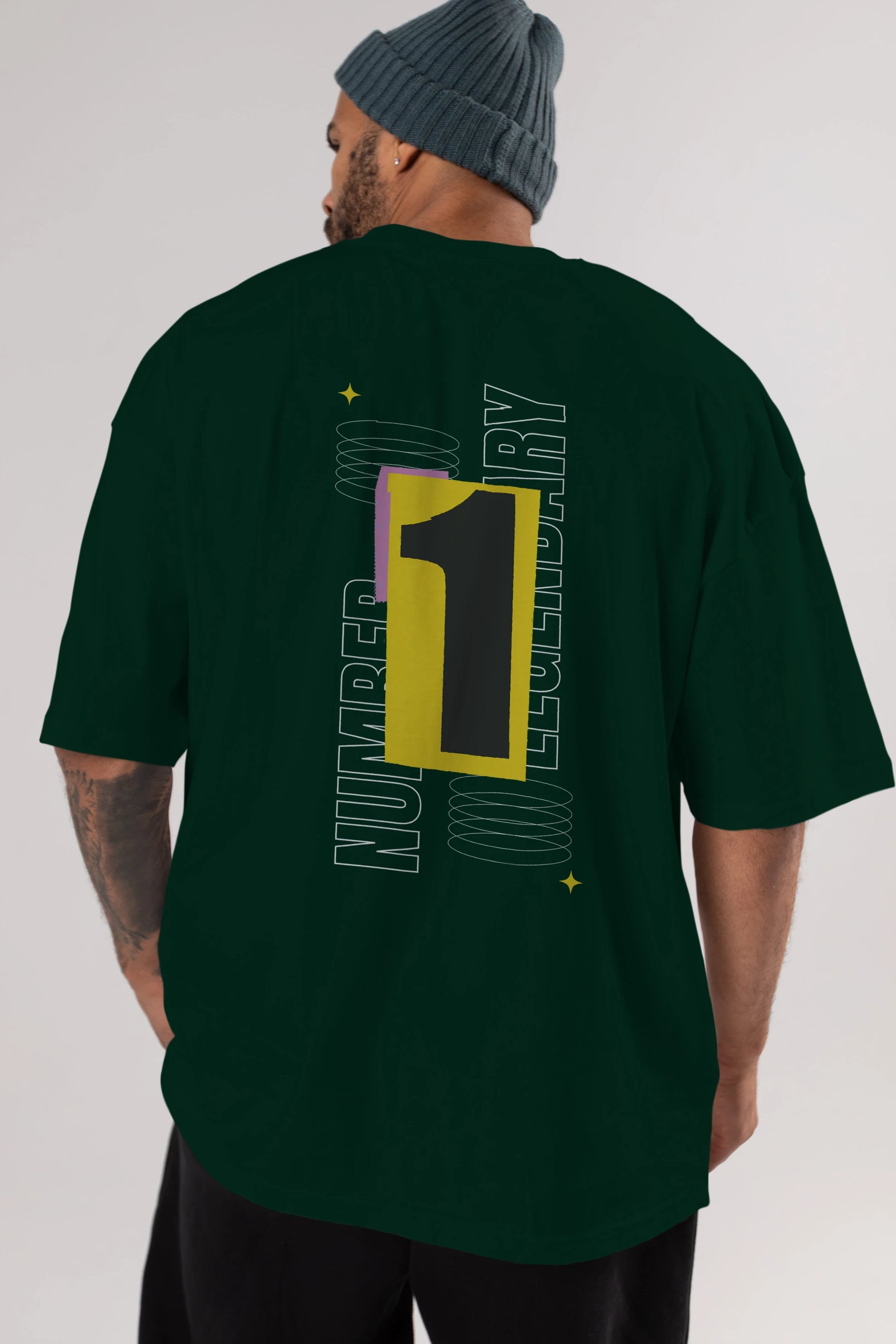 Number 1 Yazılı Arka Baskılı Oversize t-shirt Erkek Kadın Unisex