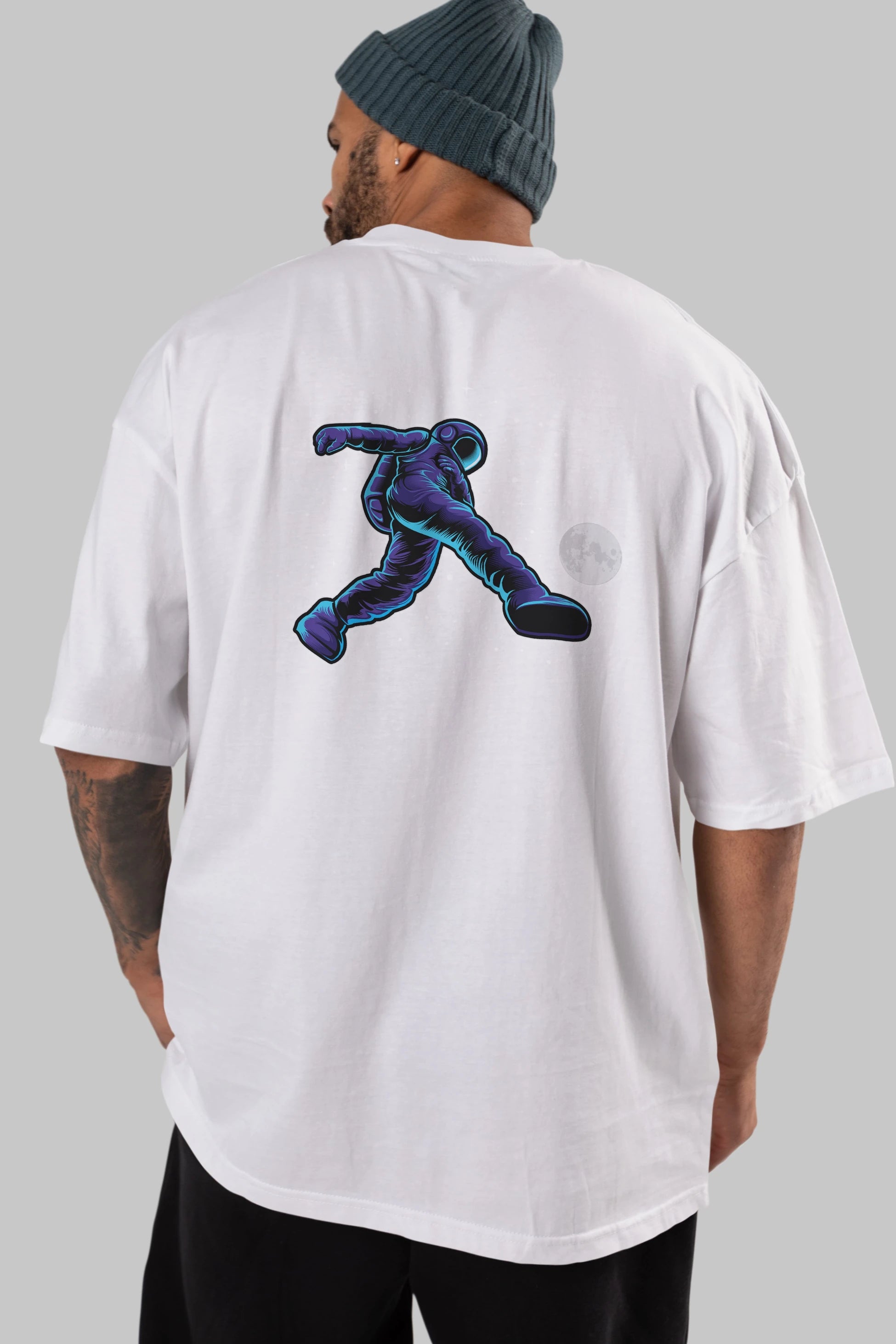 Astroball in Space Arka Baskılı Oversize t-shirt Erkek Kadın Unisex