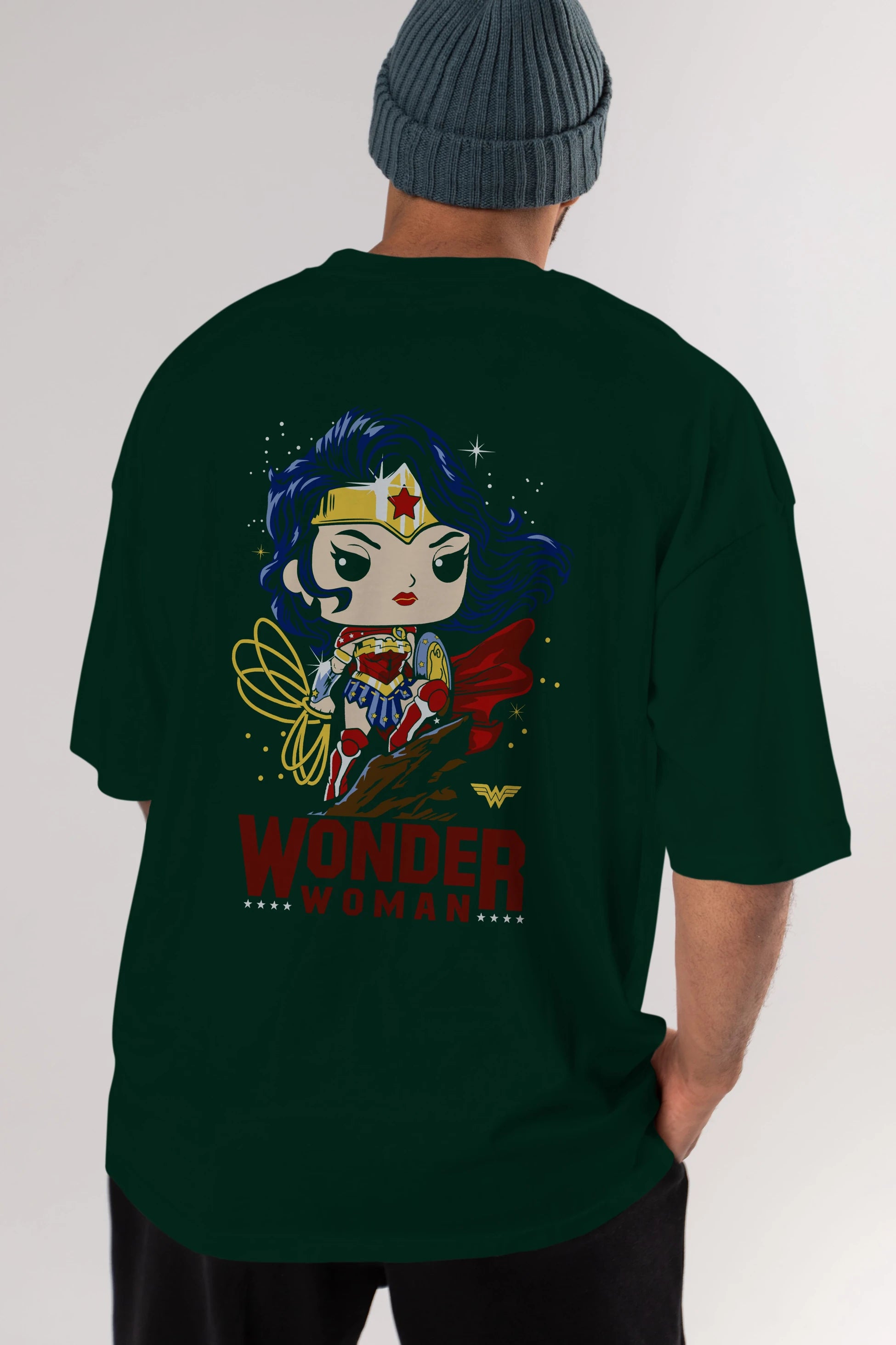 Wonder Woman (2) Arka Baskılı Oversize t-shirt Erkek Kadın Unisex %100 Pamuk Bisiklet Yaka tişort
