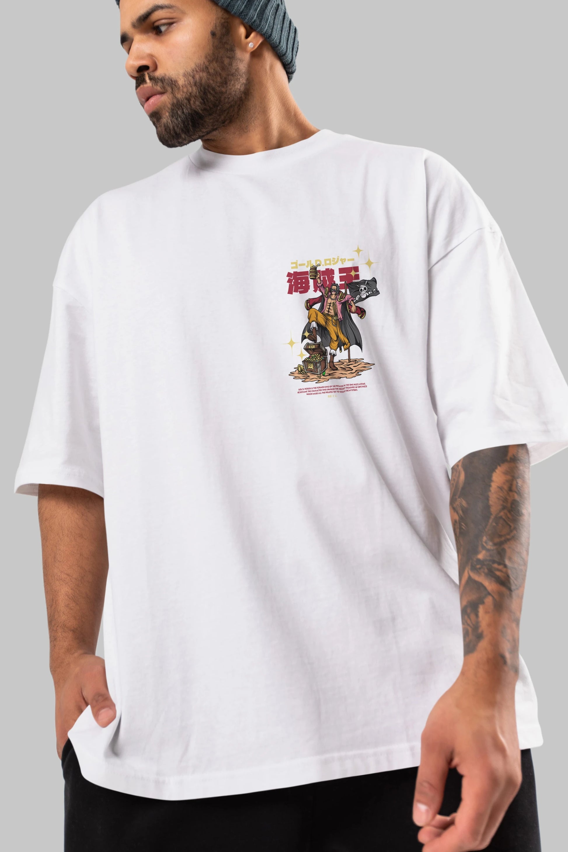 Roger Ön Sol Baskılı Oversize t-shirt Erkek Kadın Unisex %100 Pamuk Bisiklet Yaka tişort