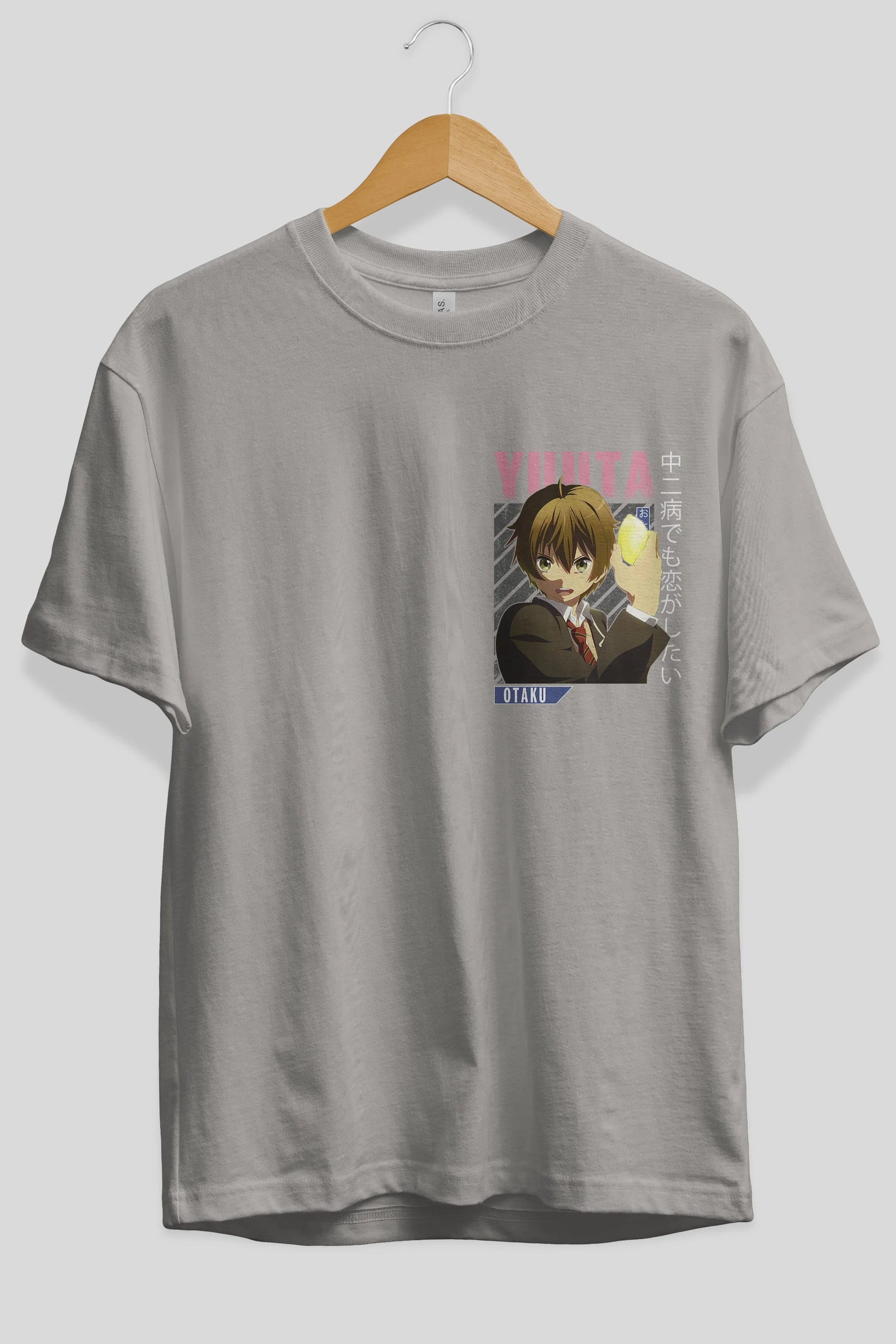 Yuuta Togashi 2 Ön Sol Baskılı Oversize t-shirt Erkek Kadın Unisex %100 Pamuk Bisiklet Yaka tişort
