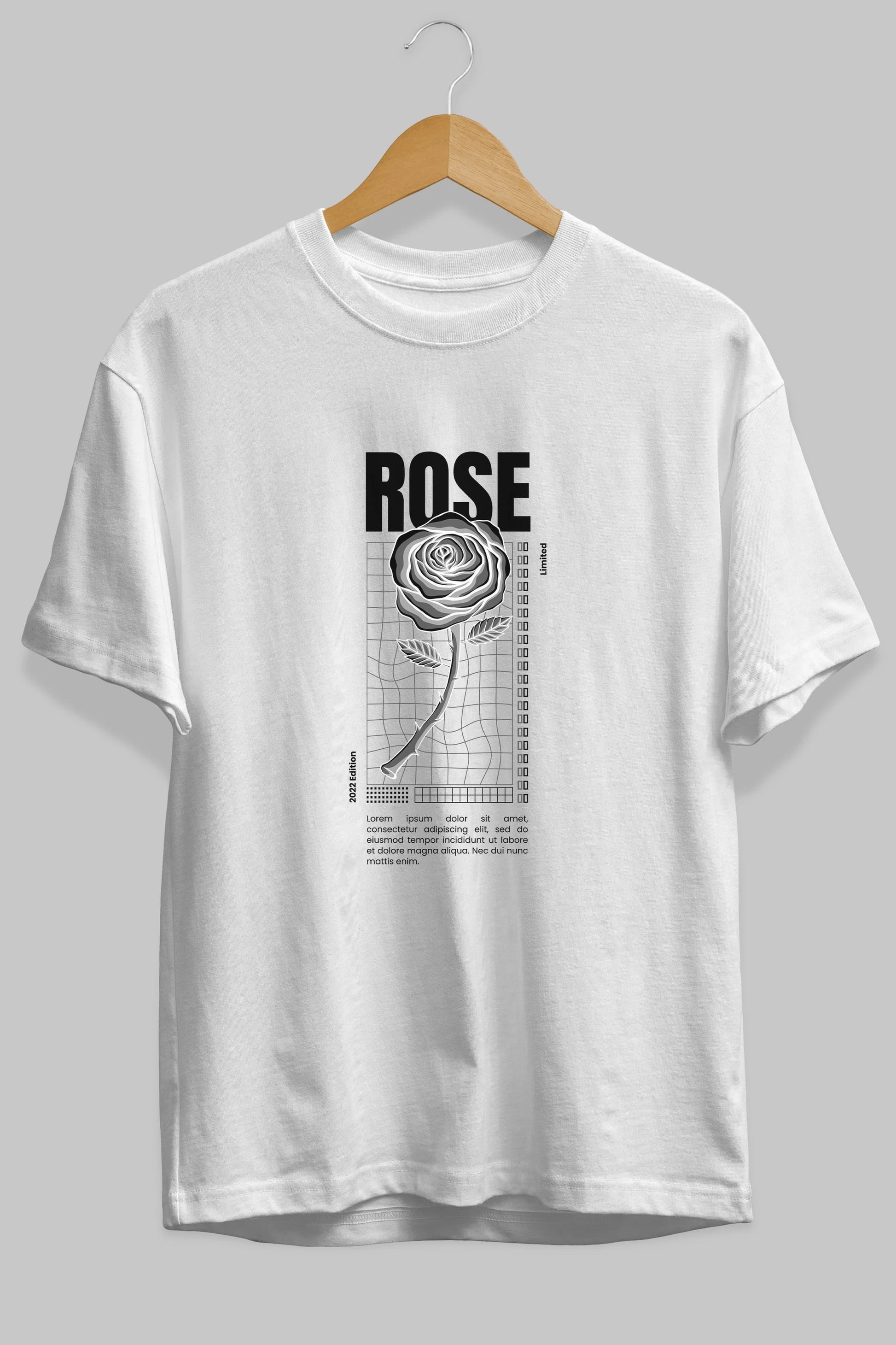 Rose Streetwear Ön Baskılı Oversize t-shirt Erkek Kadın Unisex
