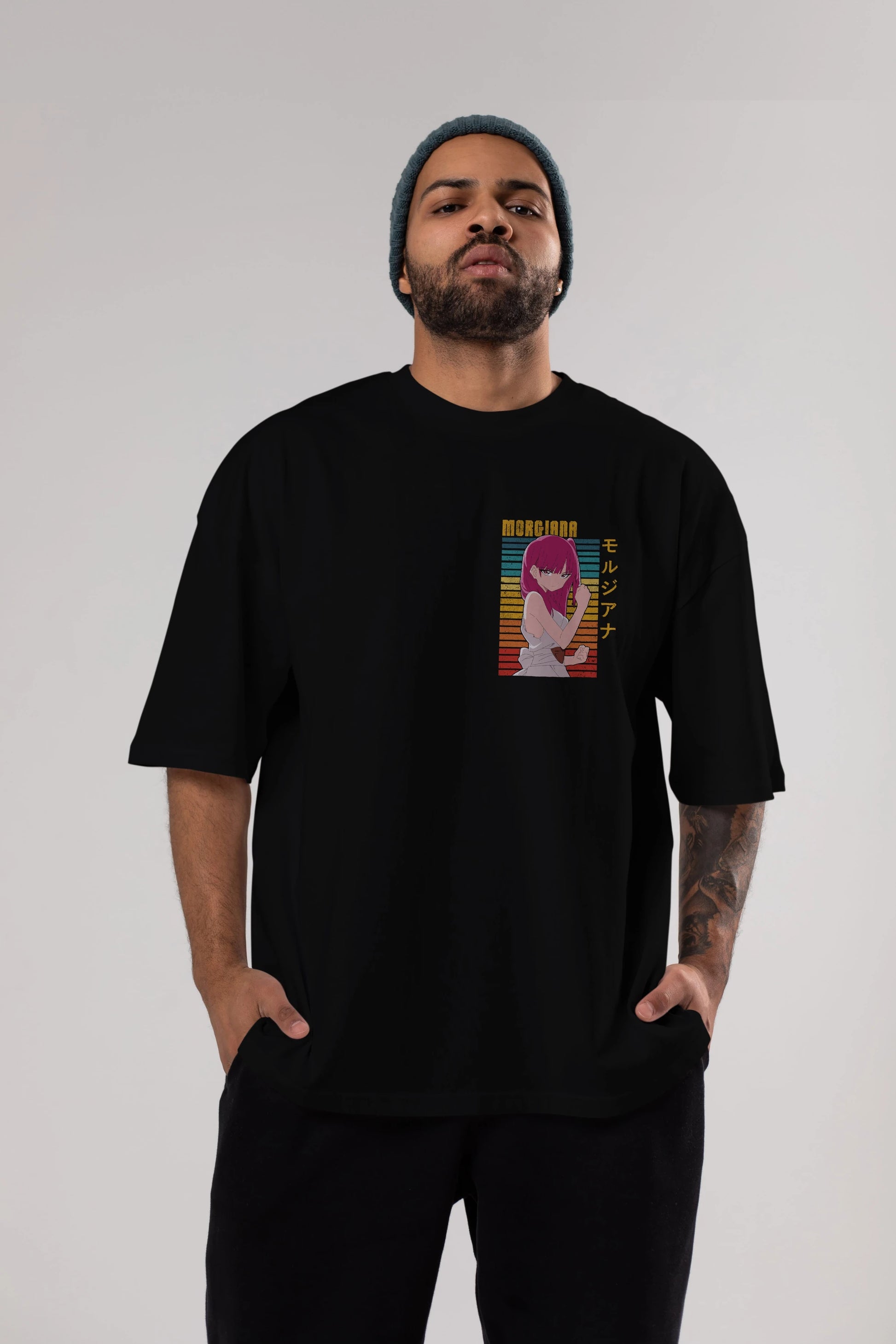 Morgiana 3 Ön Sol Baskılı Oversize t-shirt Erkek Kadın Unisex %100 Pamuk Bisiklet Yaka tişort