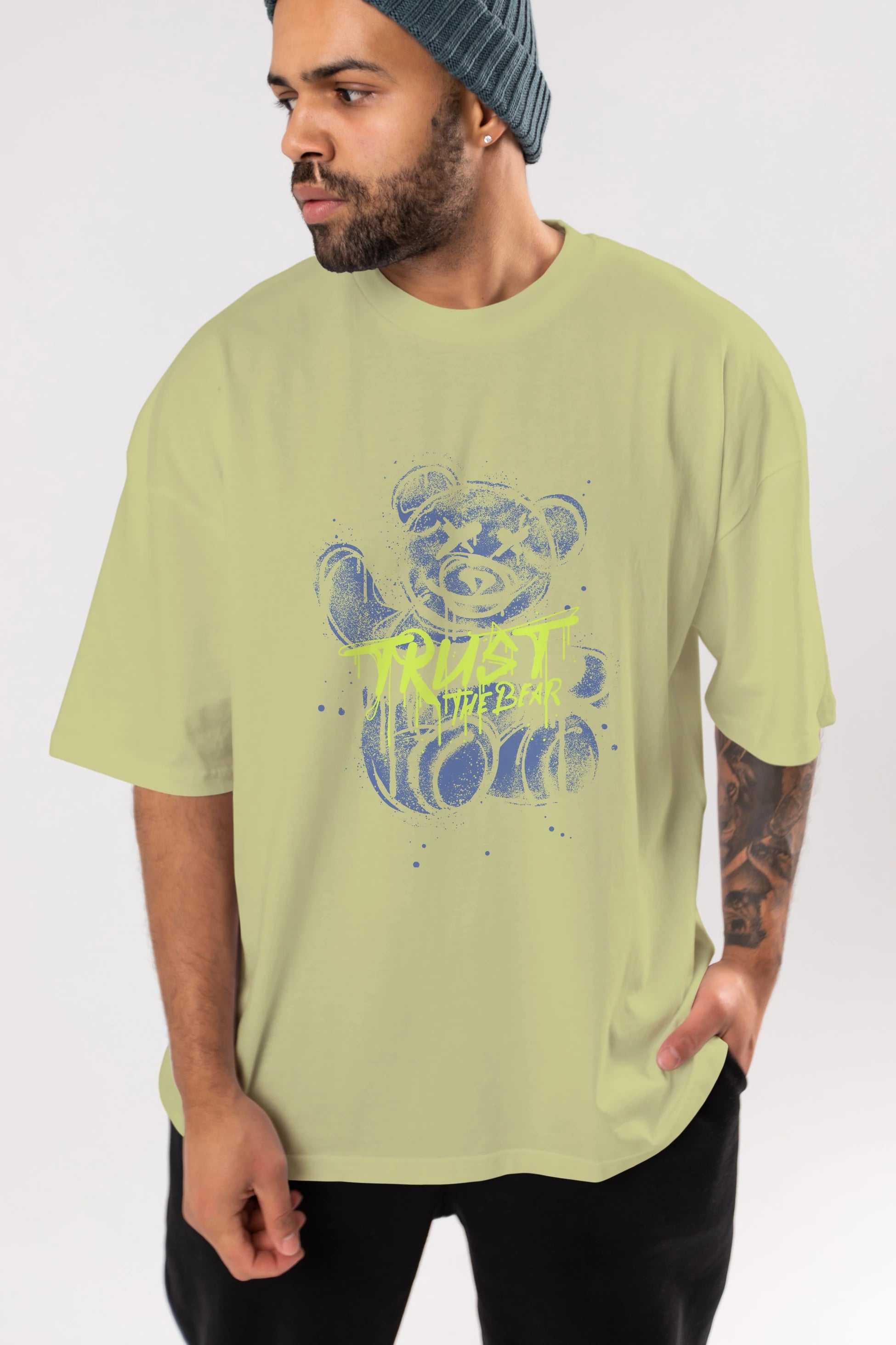 Trust The Bear 4 Ön Baskılı Oversize t-shirt Erkek Kadın Unisex