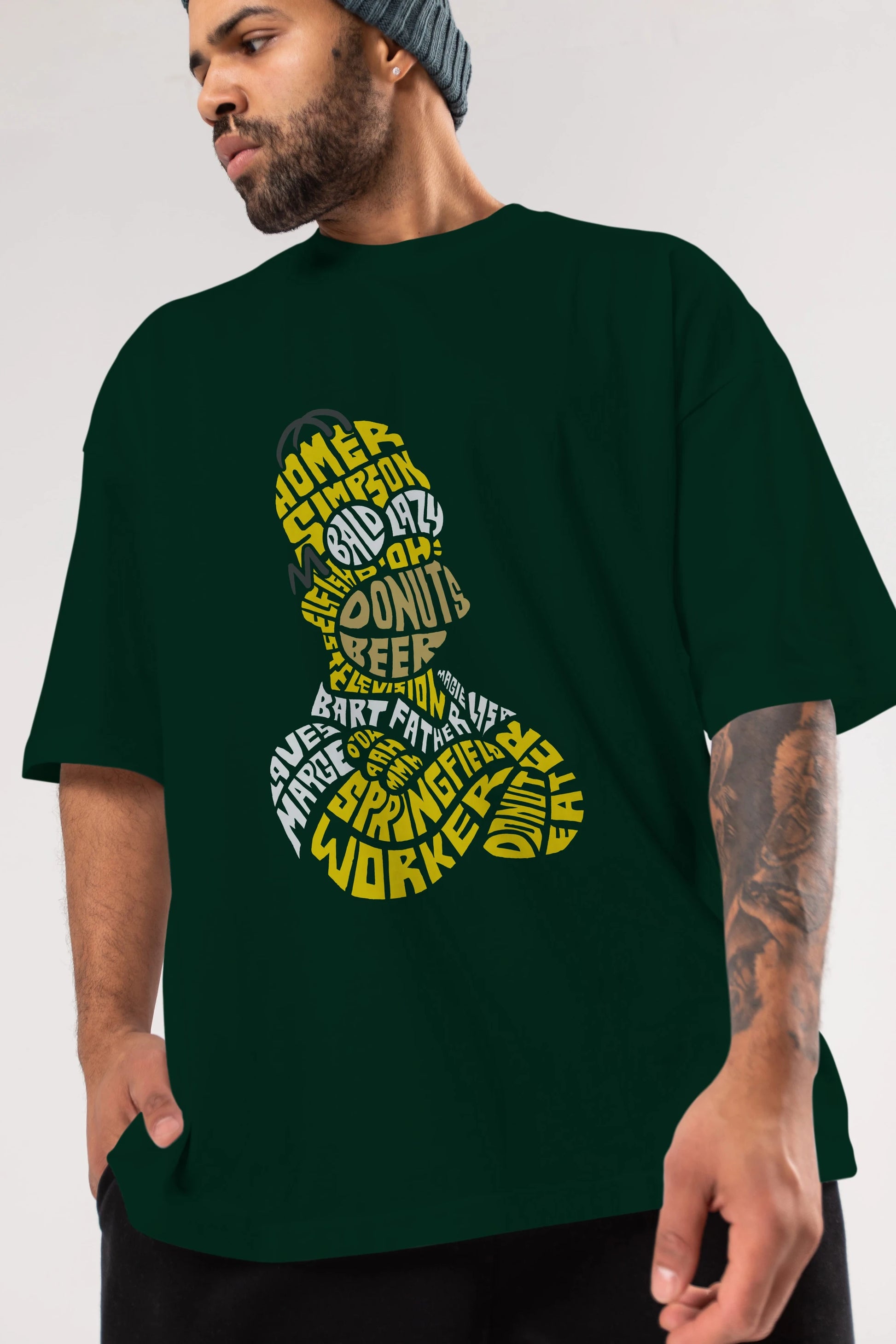 Homer Simpson Ön Baskılı Oversize t-shirt %100 pamuk Erkek Kadın Unisex