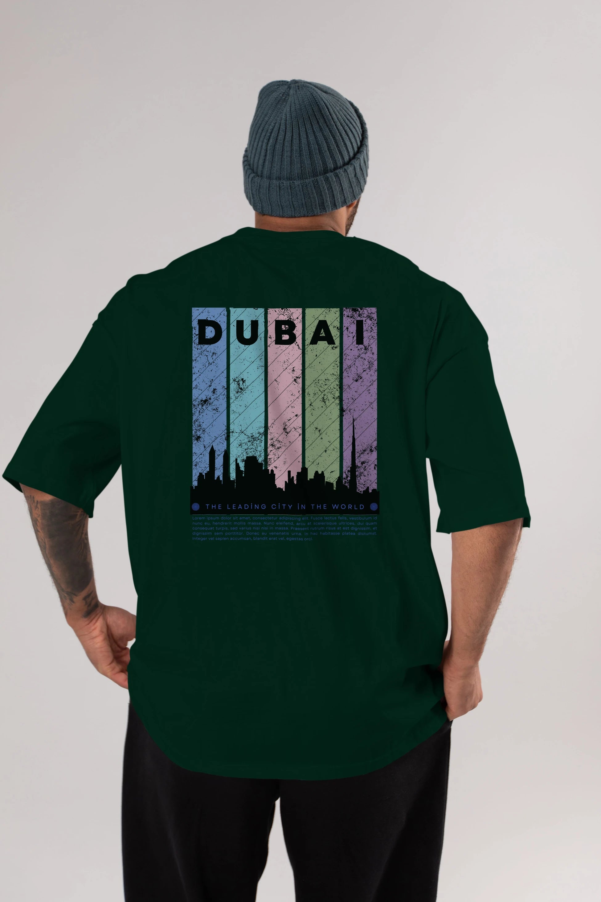 Dubai Yazılı Arka Baskılı Oversize t-shirt Erkek Kadın Unisex