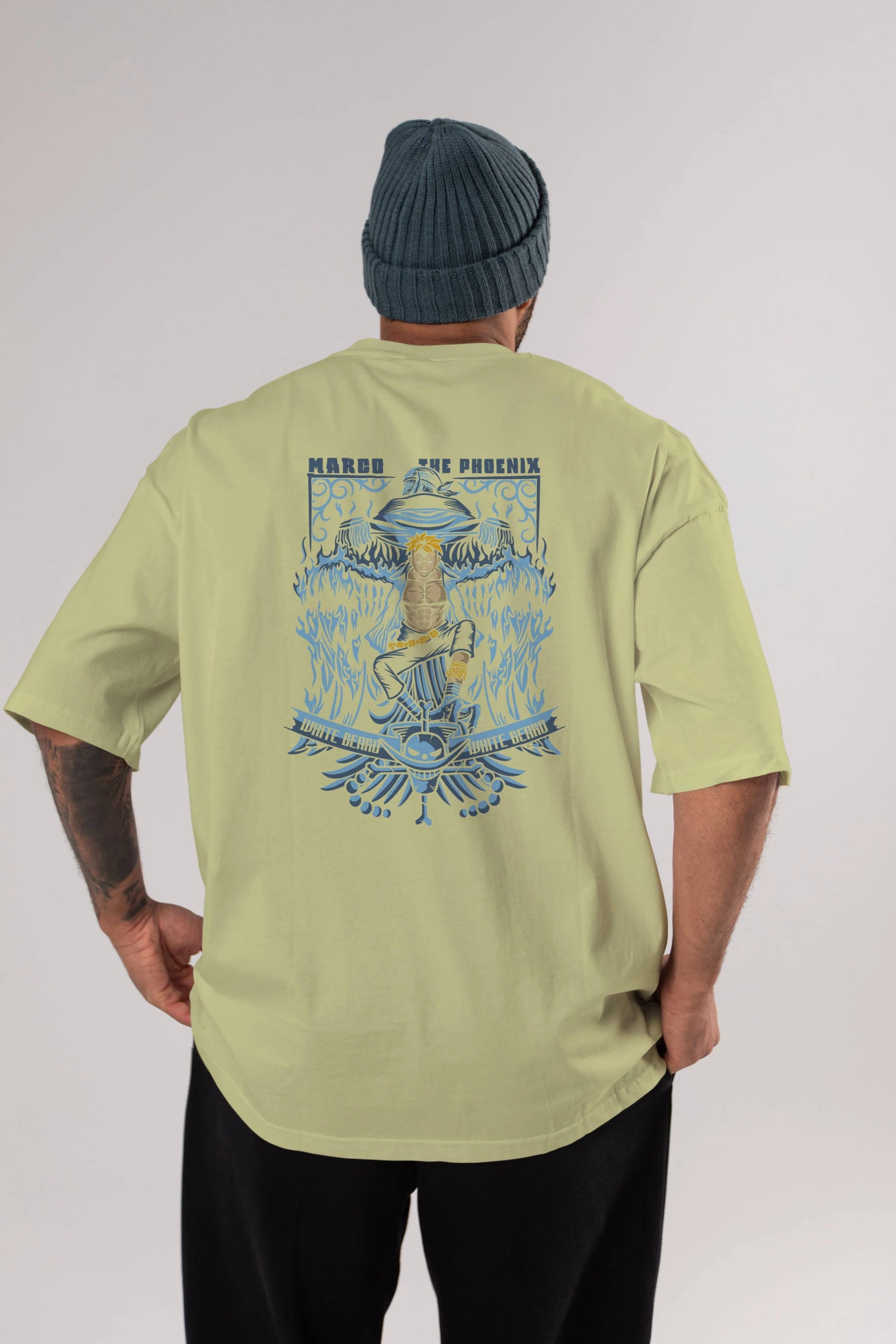 MARCO EL FENIX One Piece Anime Arka Baskılı Oversize t-shirt Erkek Kadın Unisex