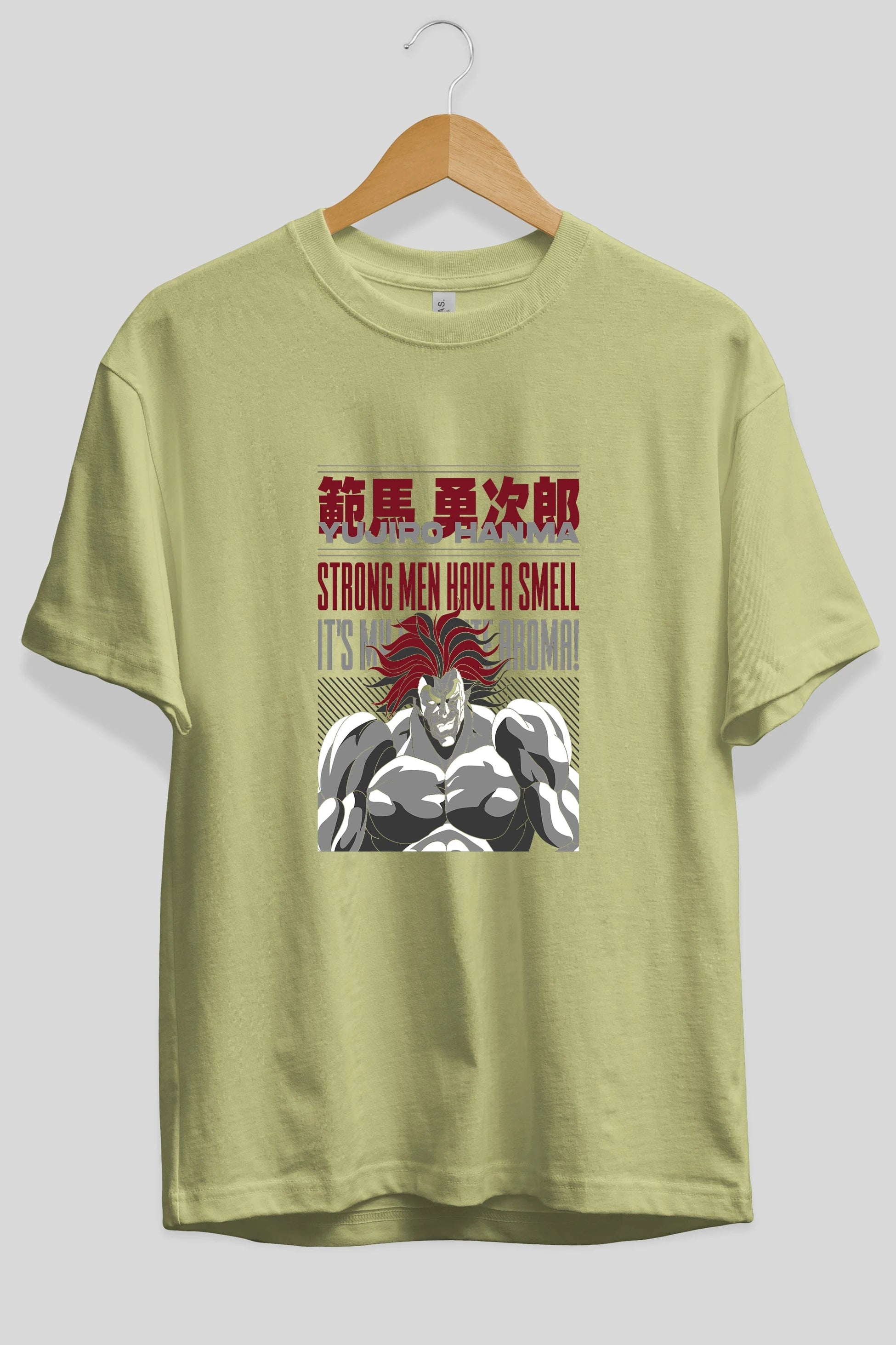 YUJIRO HANMA Anime Ön Baskılı Oversize t-shirt %100 pamuk Erkek Kadın Unisex