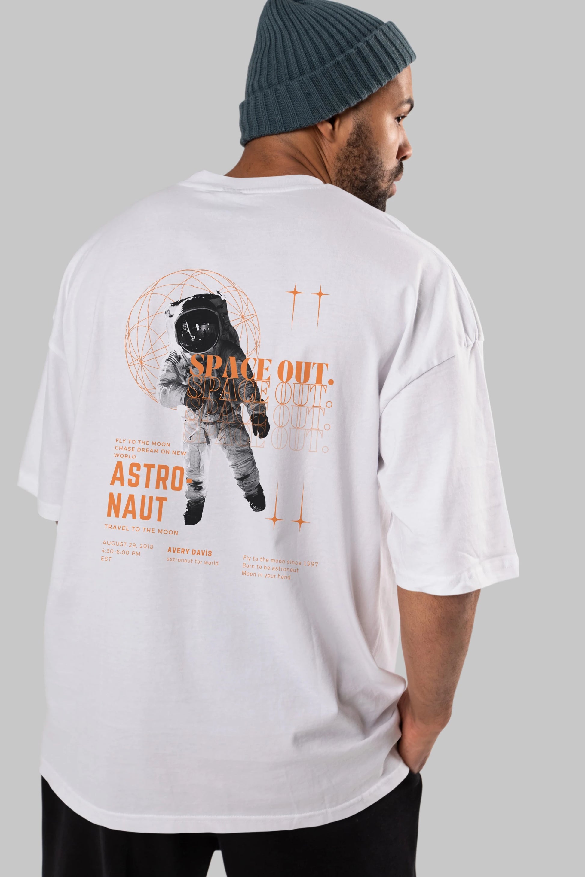 Astronaut Space Out Yazılı Arka Baskılı Oversize t-shirt Erkek Kadın Unisex