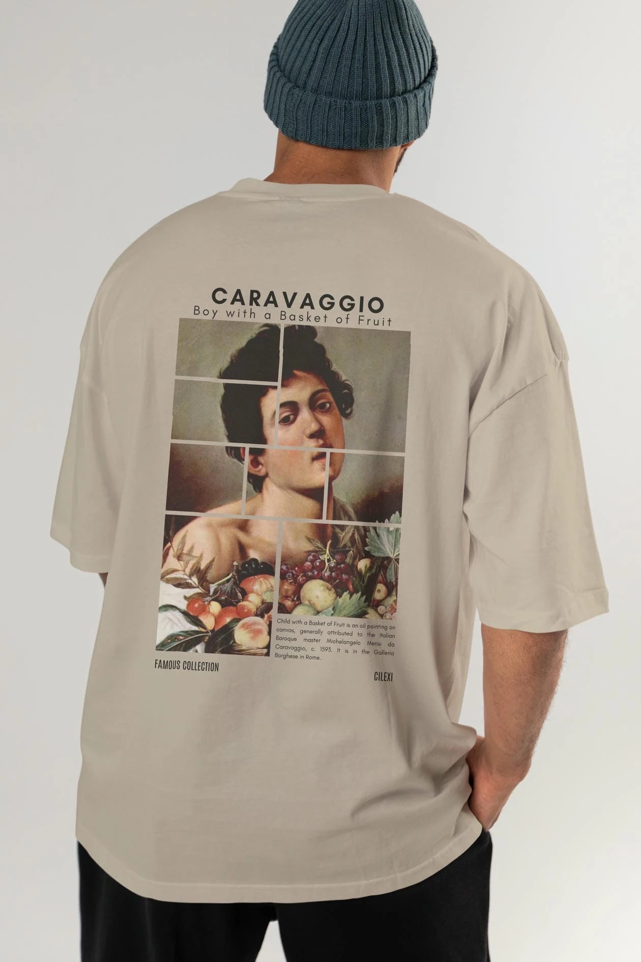 Caravaggio Boy Arka Baskılı Oversize t-shirt Erkek Kadın Bisiklet Yaka Pamuk tişort