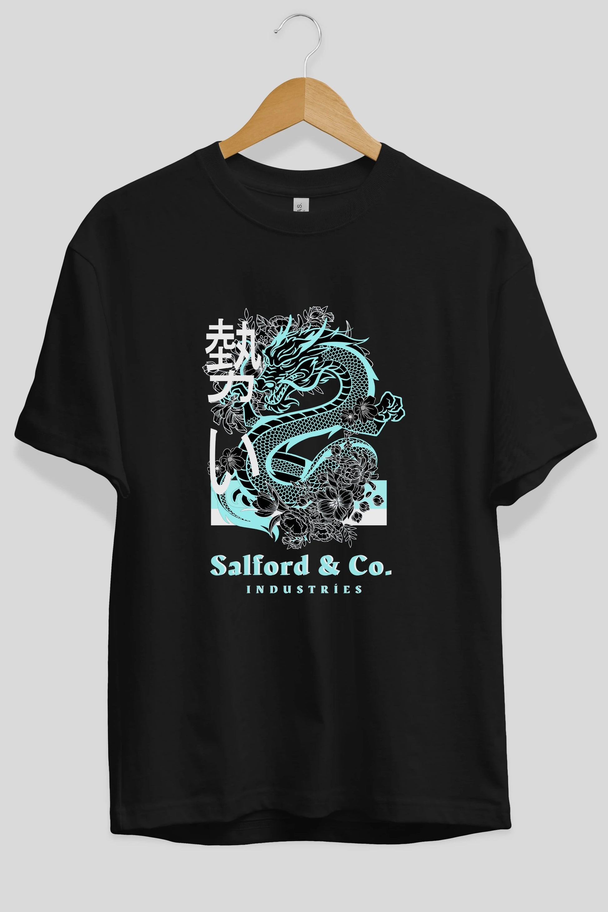 Dragon Ön Baskılı Oversize t-shirt Erkek Kadın Unisex