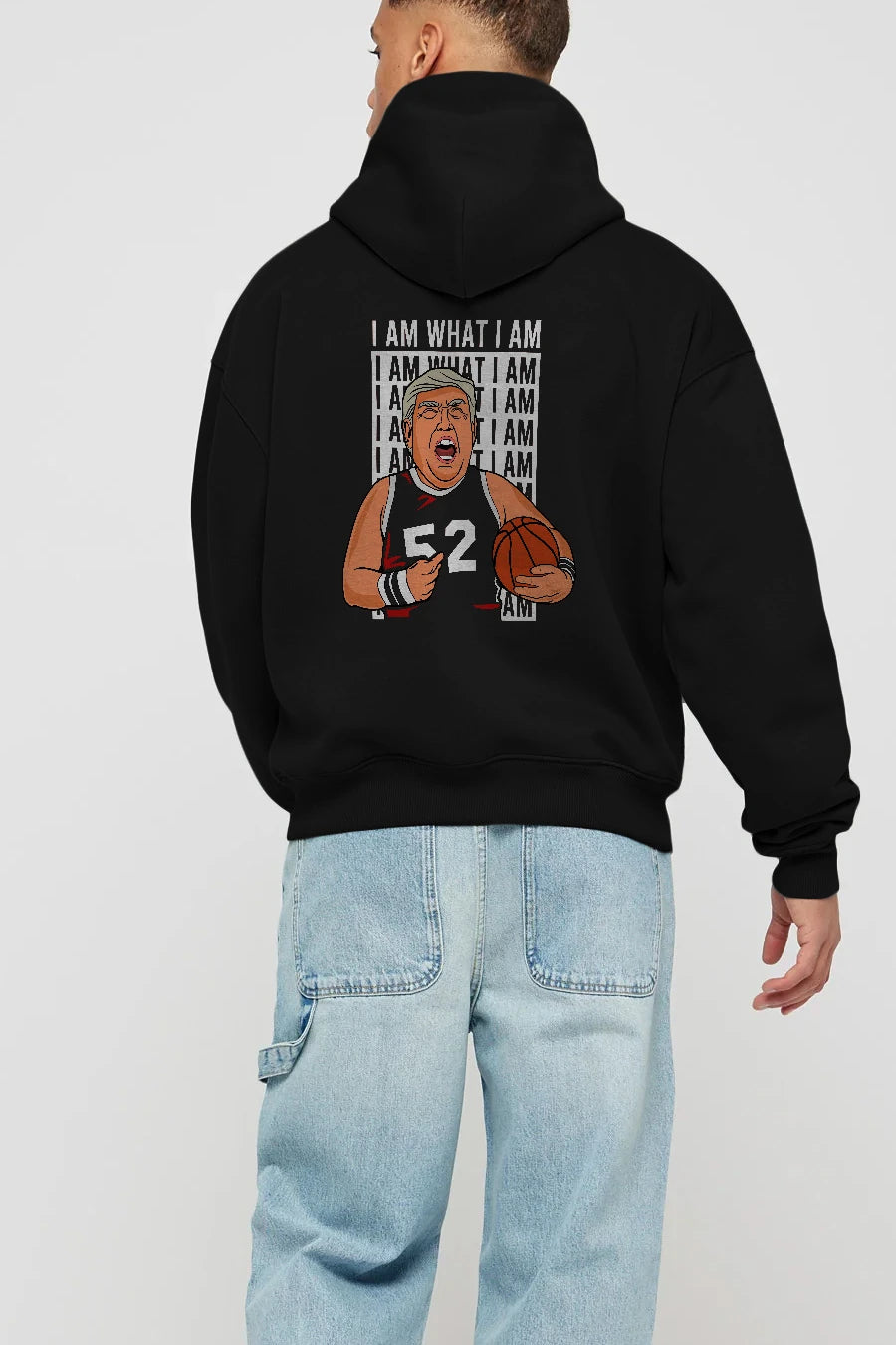 Trump Basketball Arka Baskılı Hoodie Oversize Kapüşonlu Sweatshirt Erkek Kadın Unisex