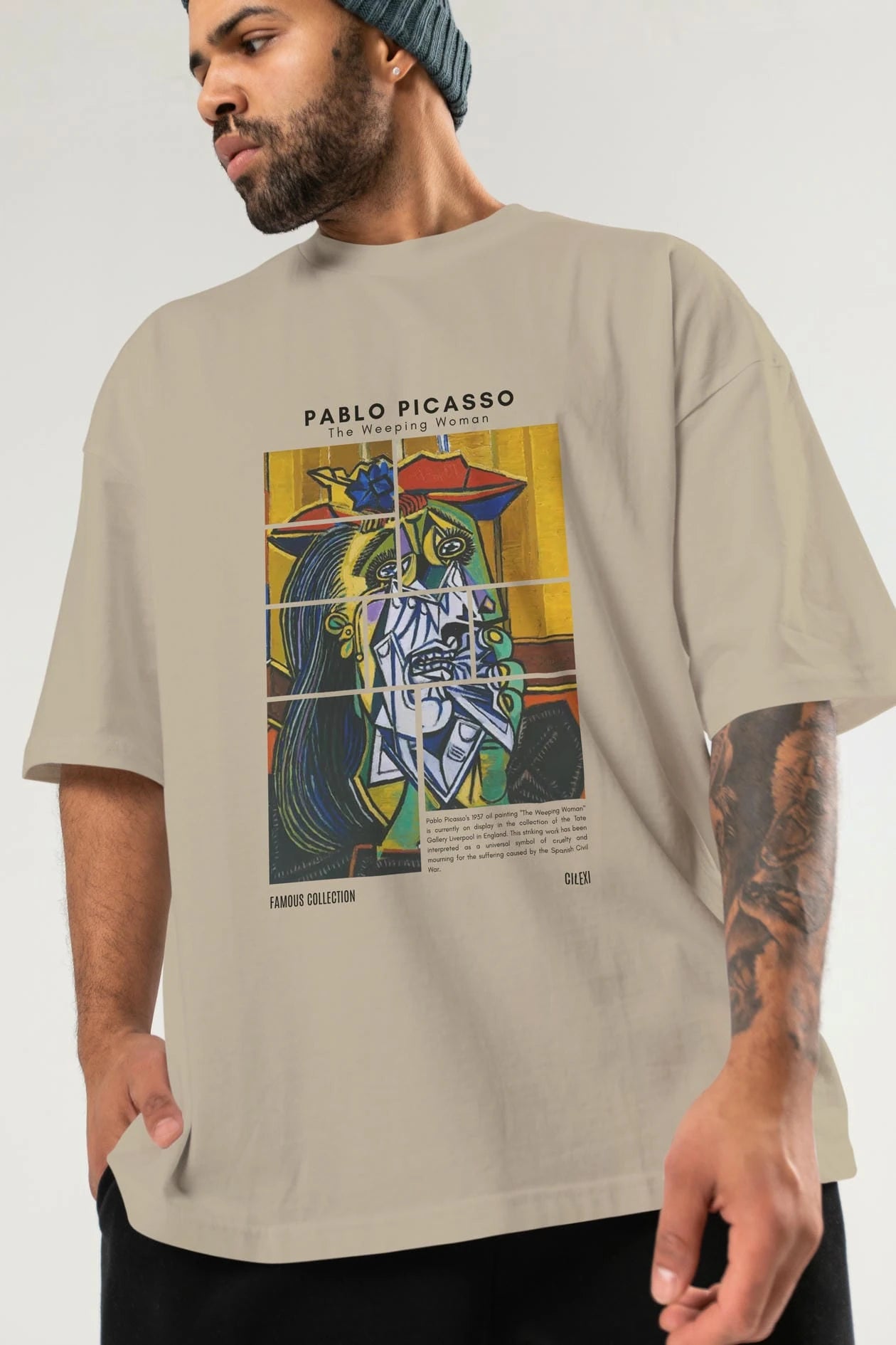 Pablo Picasso ön Baskılı Oversize t-shirt Erkek Kadın Bisiklet Yaka Pamuk tişort
