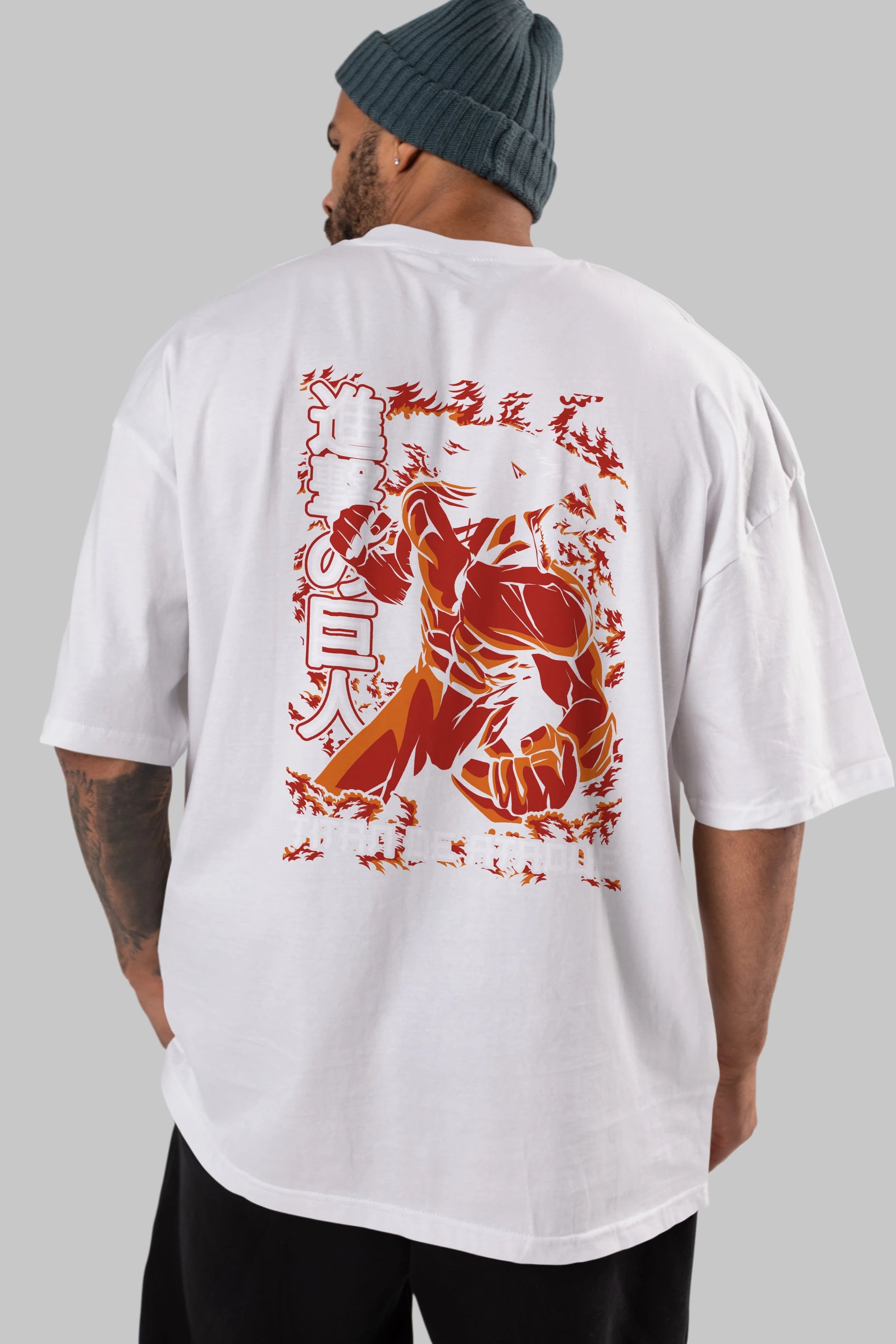 Eren Yeager Anime Arka Baskılı Oversize t-shirt Erkek Kadın Unisex %100 pamuk tişort