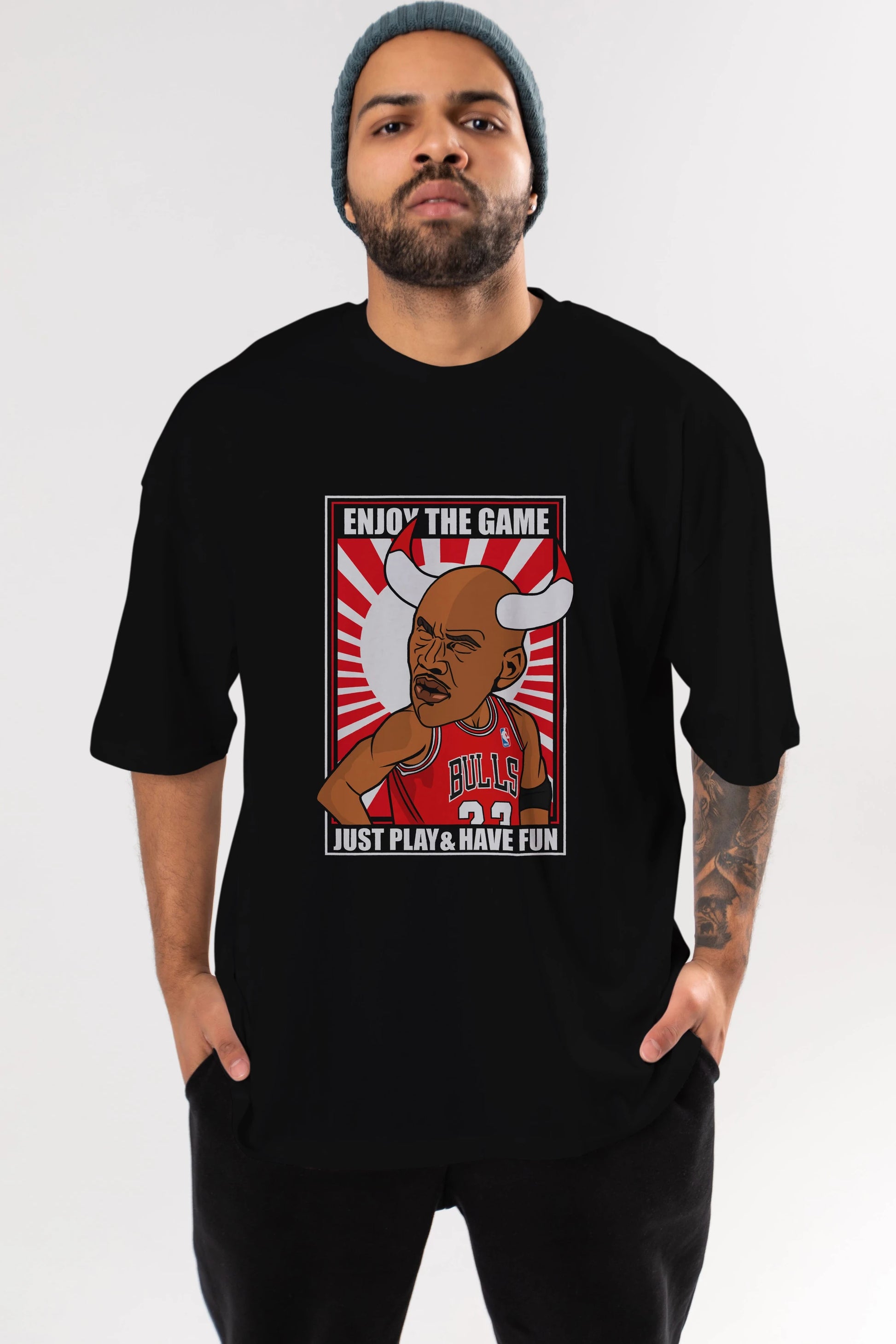 Michael Jordan Ön Baskılı Oversize t-shirt Erkek Kadın Unisex %100 Pamuk tişort