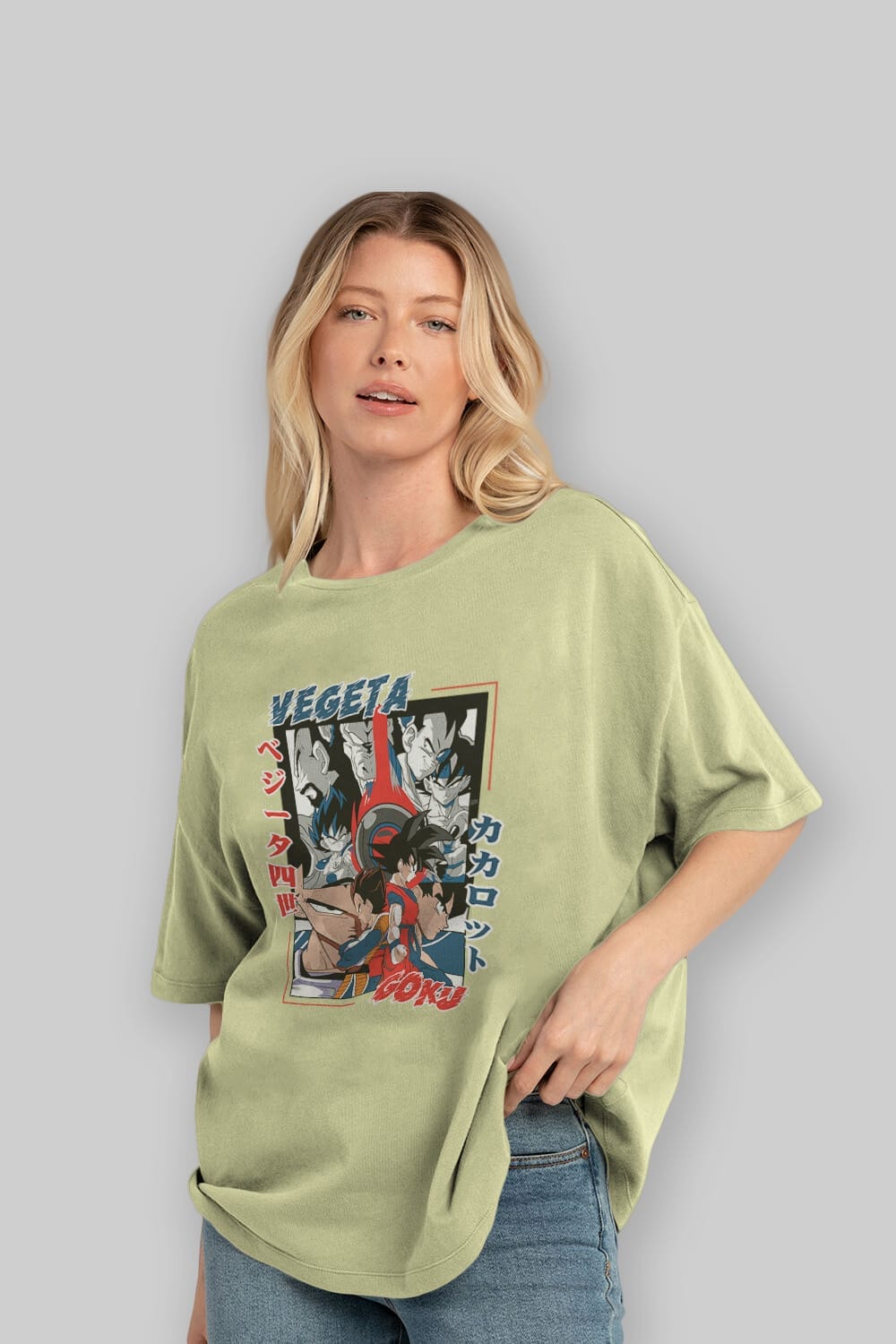 VEGETA VS GOKU Anime Ön Baskılı Oversize t-shirt %100 pamuk Erkek Kadın Unisex