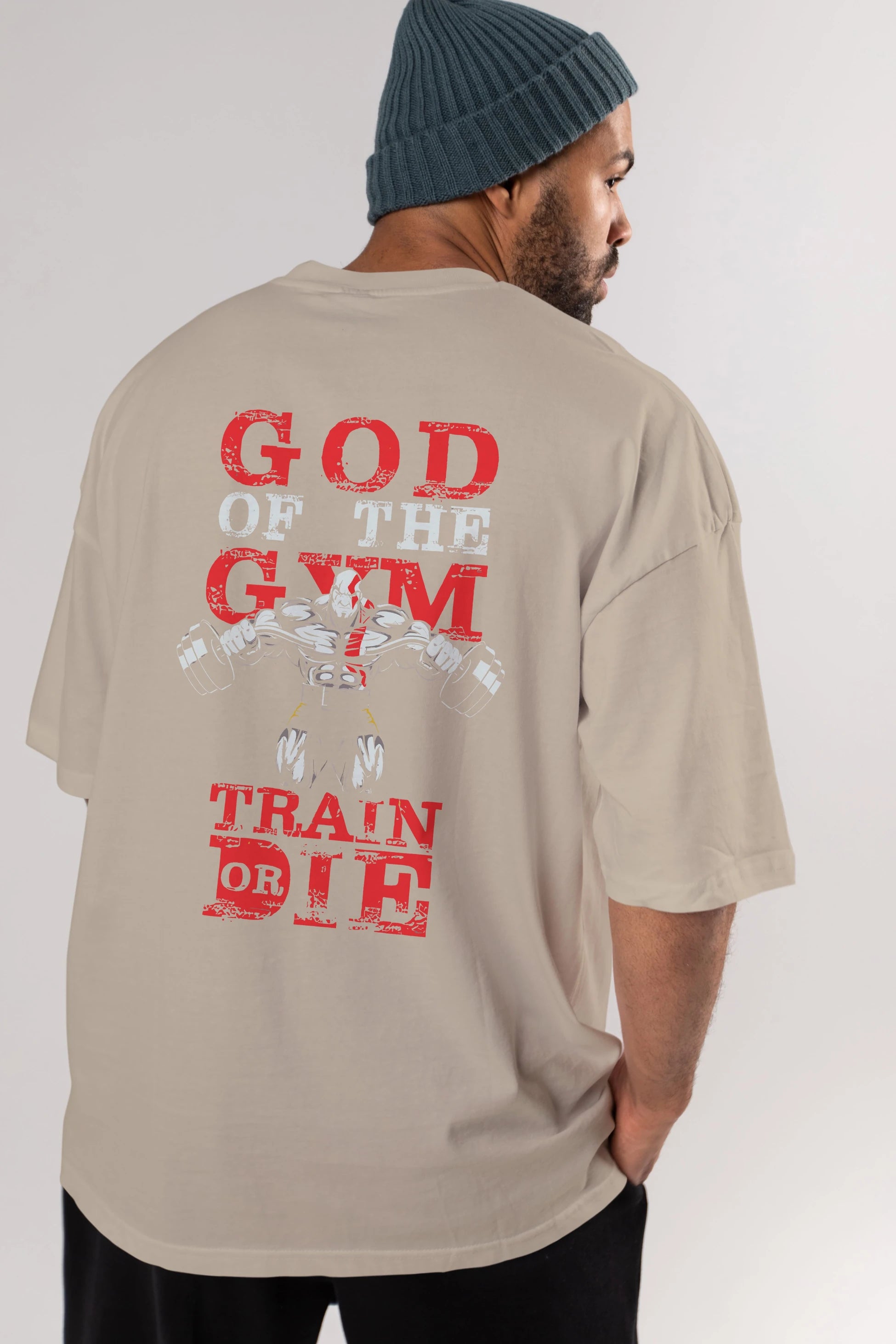 God of The GYM Arka Baskılı Oversize t-shirt Erkek Kadın Unisex %100 Pamuk Bisiklet Yaka tişort