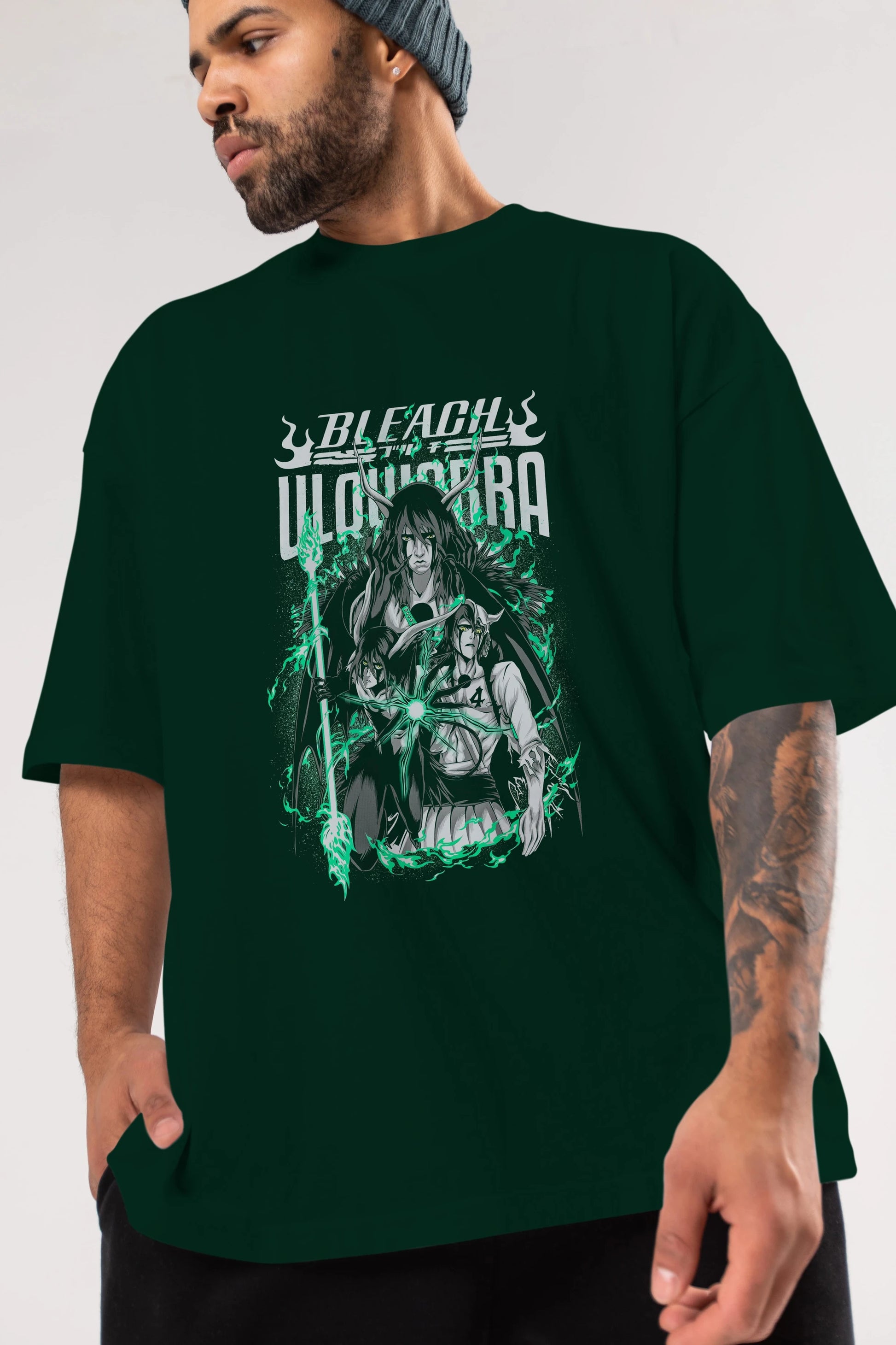 BLEACH(ULQUIARRA) Anime Ön Baskılı Oversize t-shirt %100 pamuk Erkek Kadın Unisex