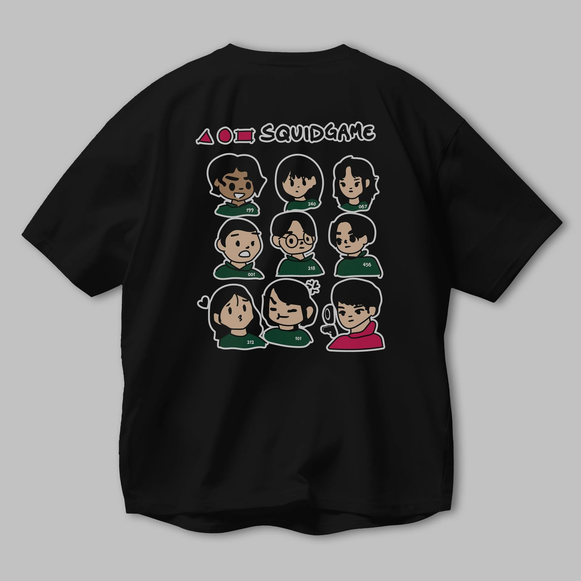 Squid Game (3) Arka Baskılı Oversize t-shirt Erkek Kadın Unisex %100 Pamuk Bisiklet Yaka tişort