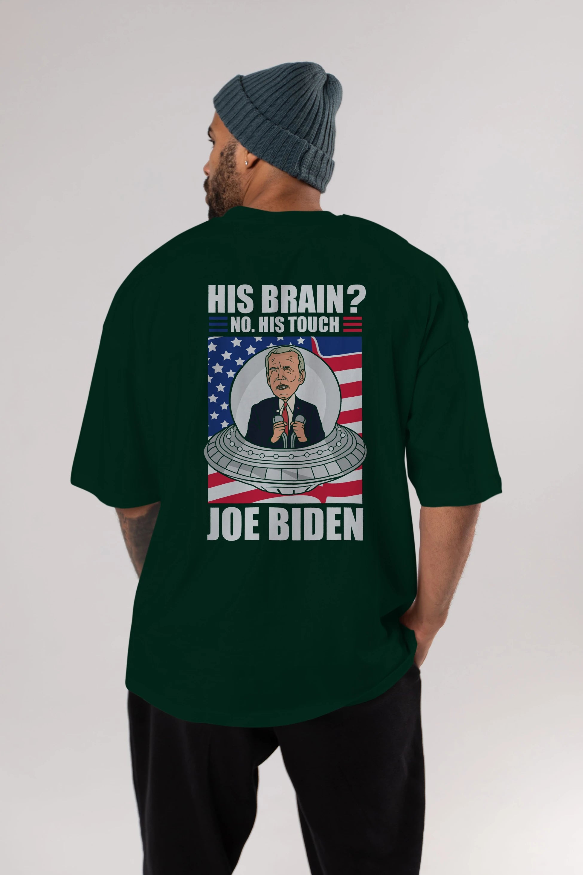 Alien Biden Arka Baskılı Oversize t-shirt Erkek Kadın Unisex %100 Pamuk tişort