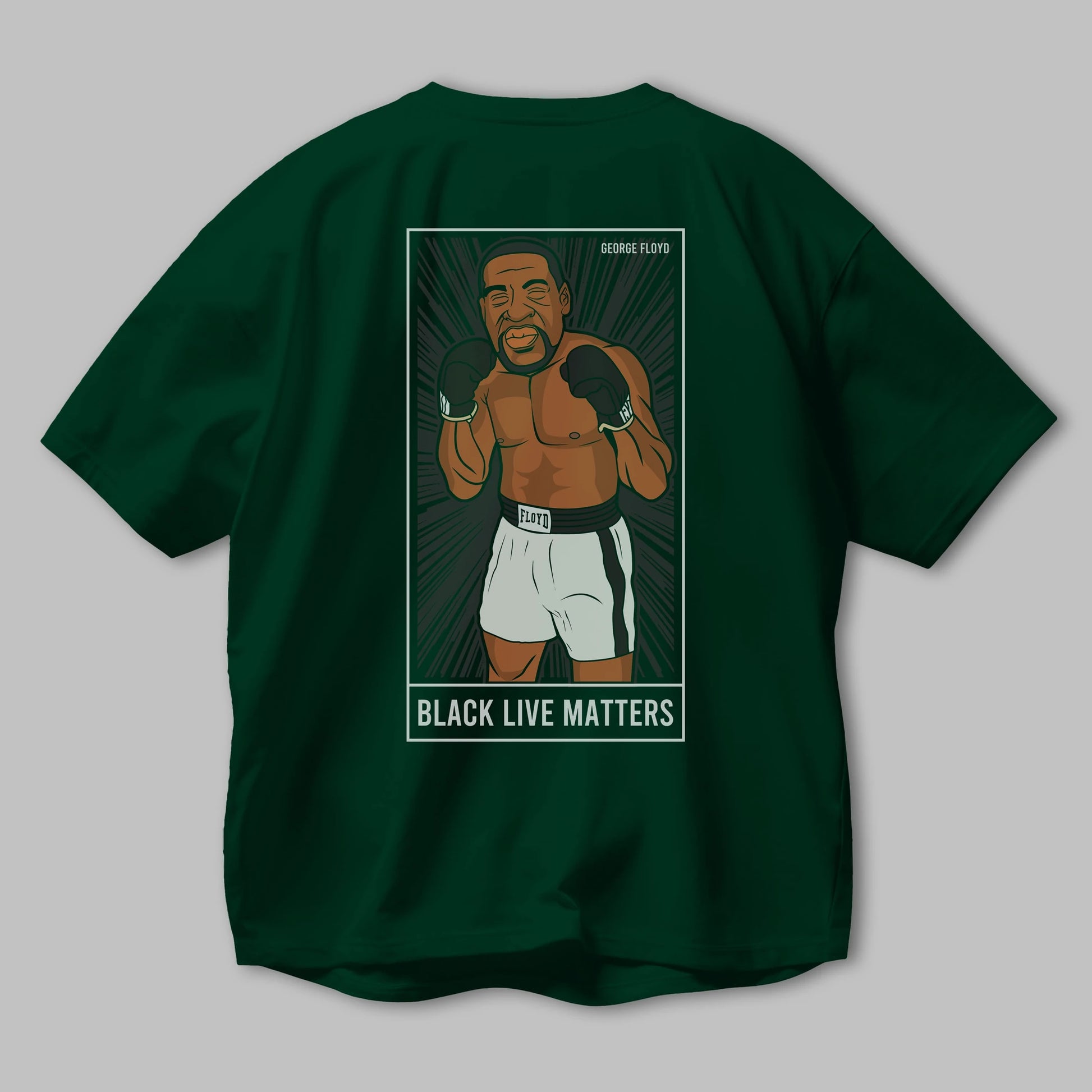 George Floyd Boxer Arka Baskılı Oversize t-shirt Erkek Kadın Unisex %100 Pamuk tişort