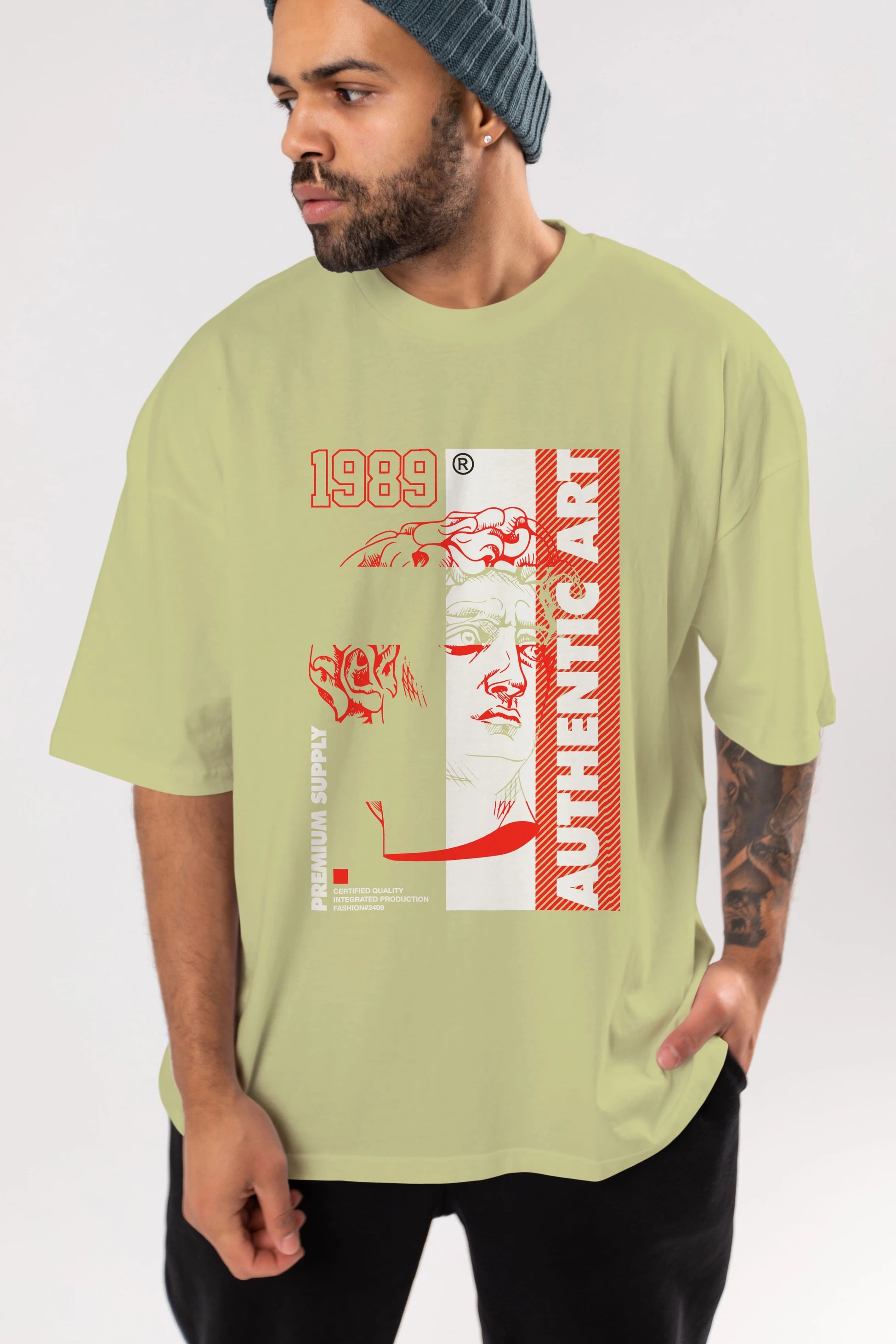 Authentic Art Ön Baskılı Oversize t-shirt Erkek Kadın Unisex