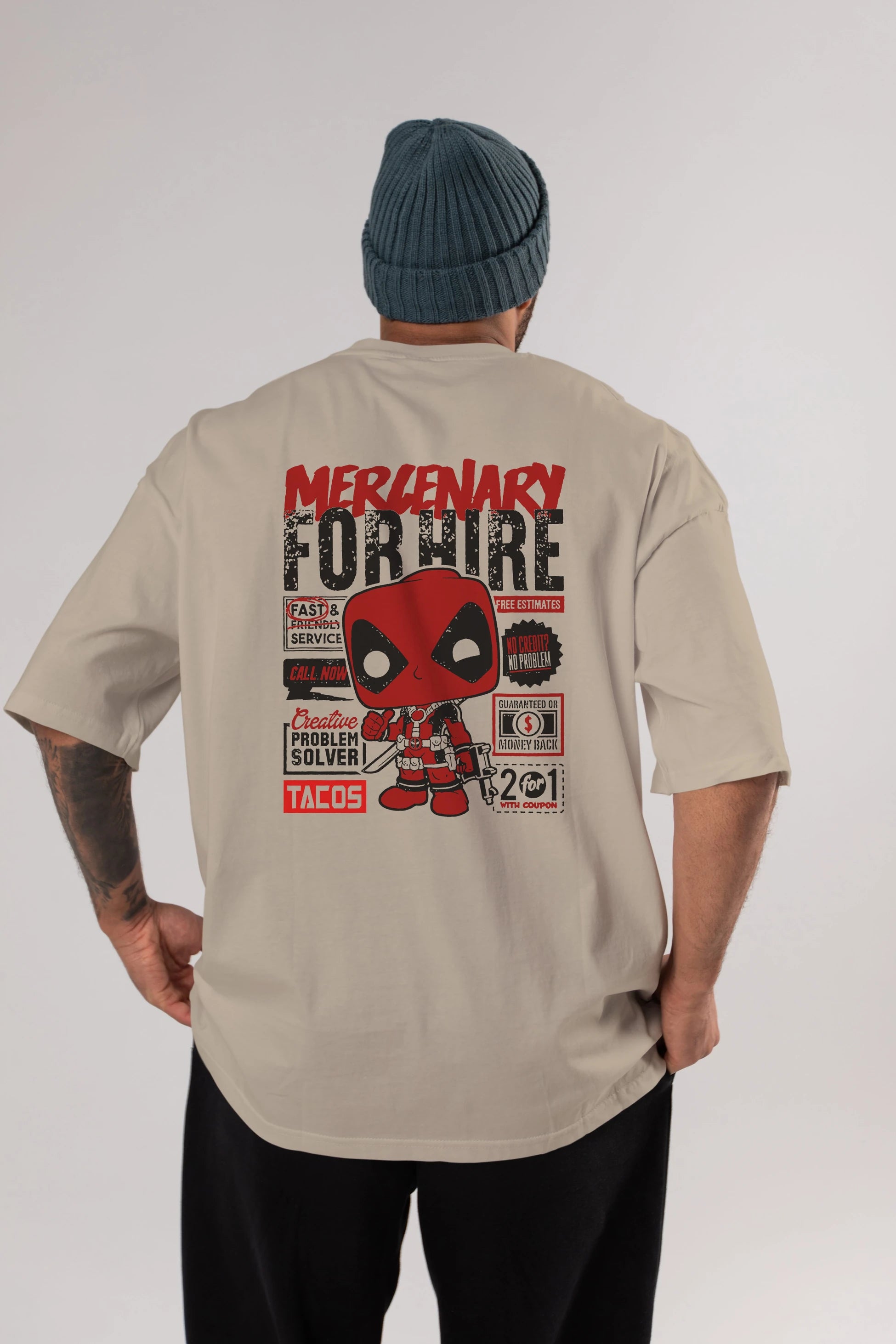 Deadpool (18) Arka Baskılı Oversize t-shirt Erkek Kadın Unisex %100 Pamuk Bisiklet Yaka tişort