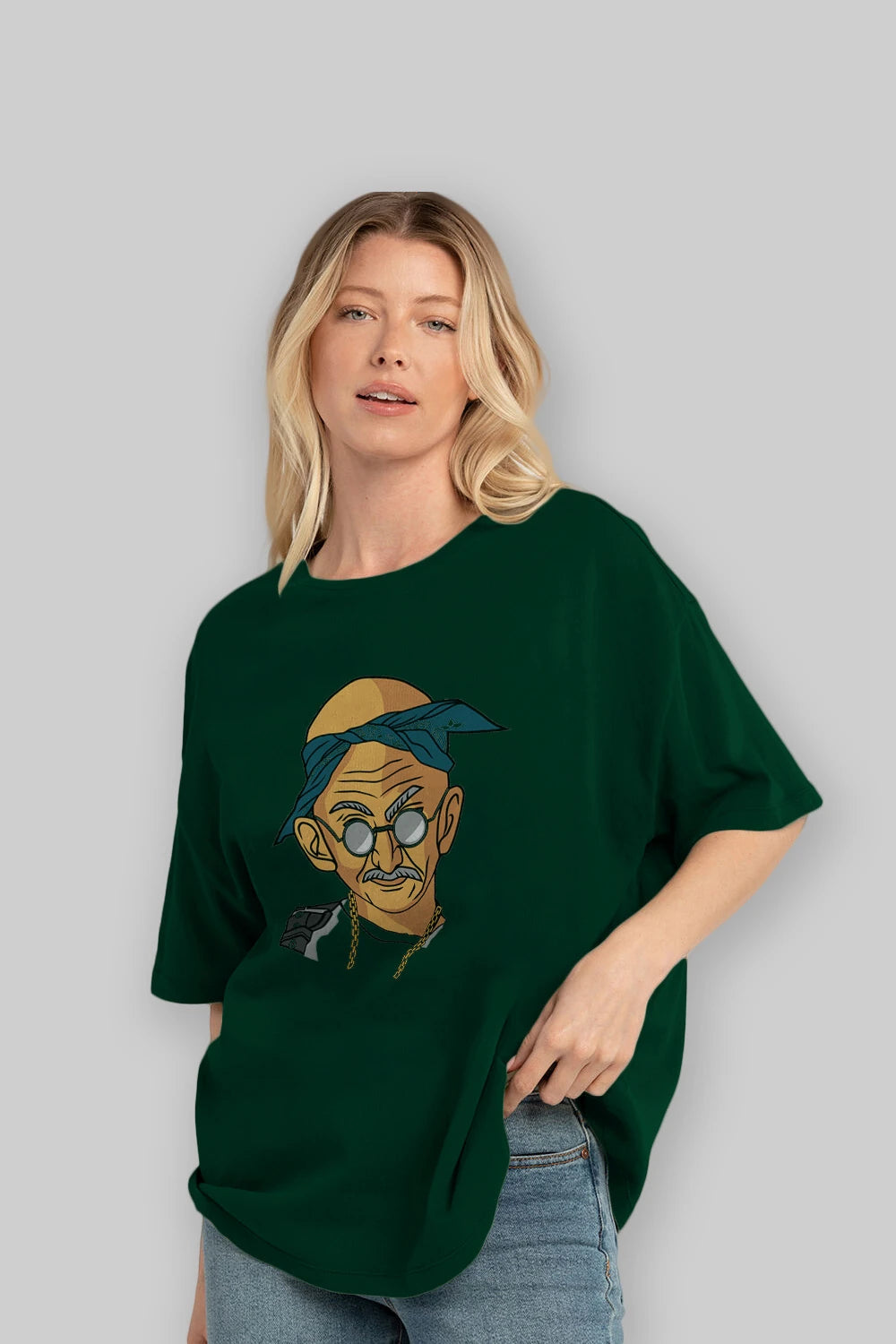 Tupac Gandhi Ön Baskılı Oversize t-shirt Erkek Kadın Unisex %100 Pamuk tişort
