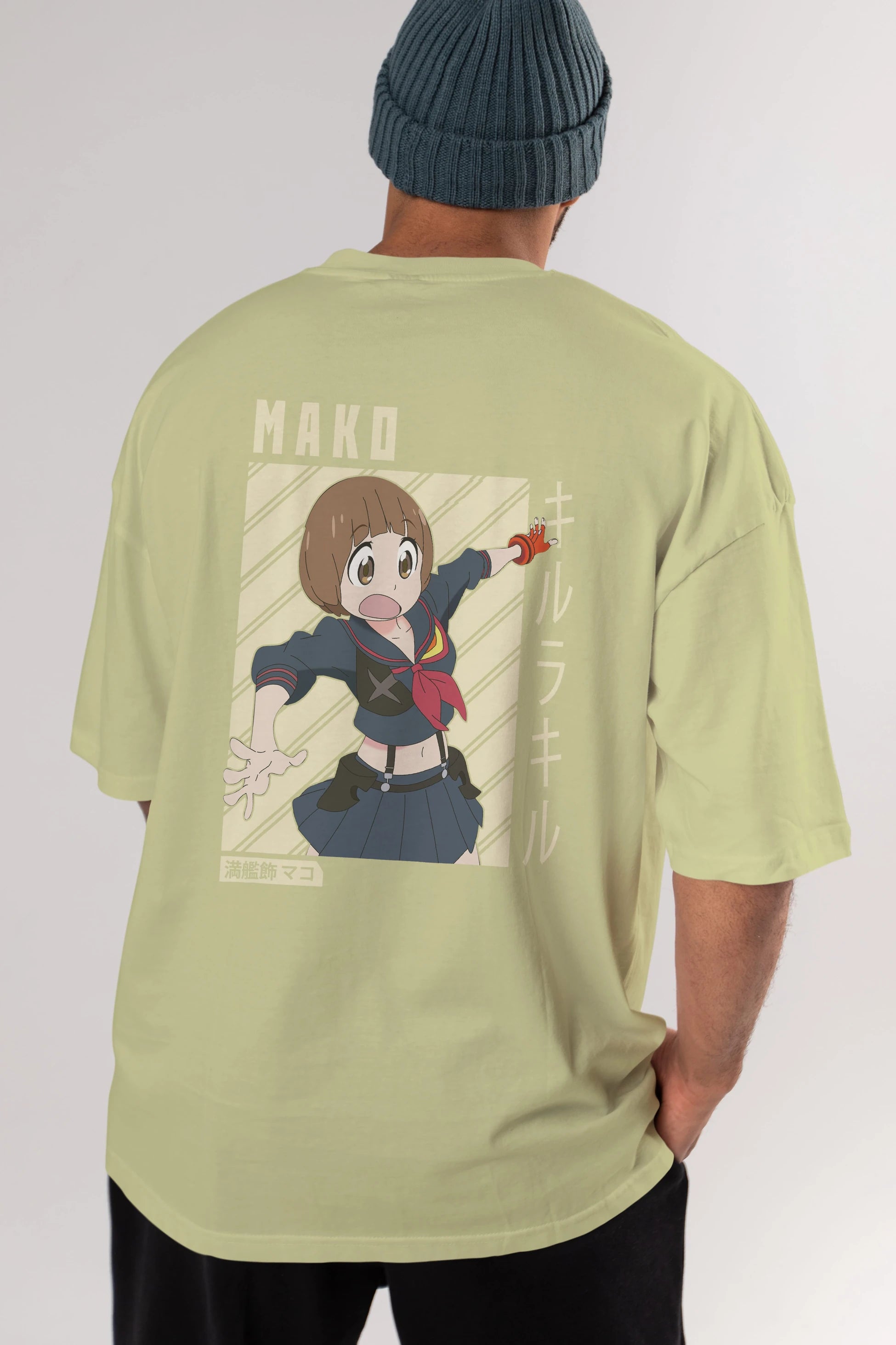Mako Mankanshoku 1 Anime Arka Baskılı Oversize t-shirt Erkek Kadın Unisex