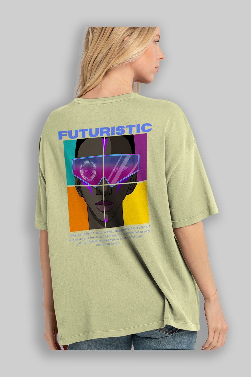 Futuristic Streetwear Arka Baskılı Oversize t-shirt Erkek Kadın Unisex