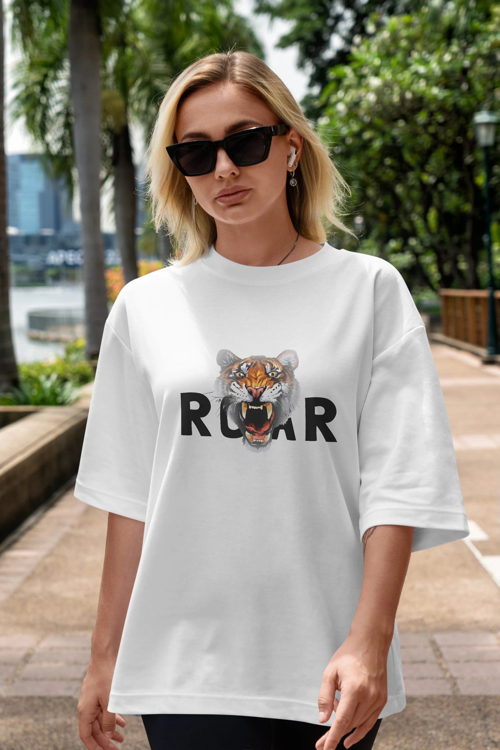 Teddy Bear Roar Ön Baskılı Oversize t-shirt Erkek Kadın Unisex %100 Pamuk