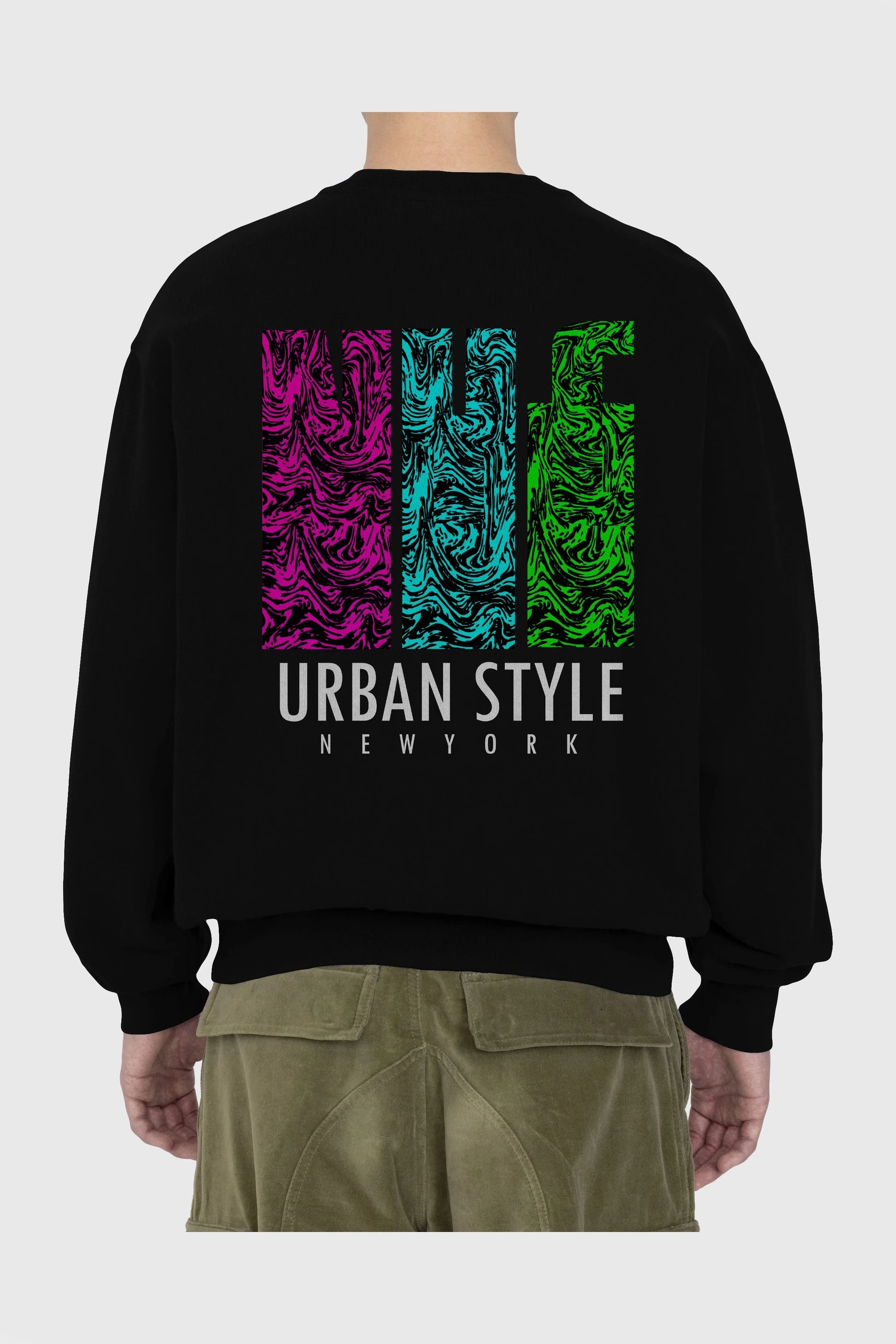 Urban Style Newyork Arka Baskılı Oversize Sweatshirt Erkek Kadın Unisex