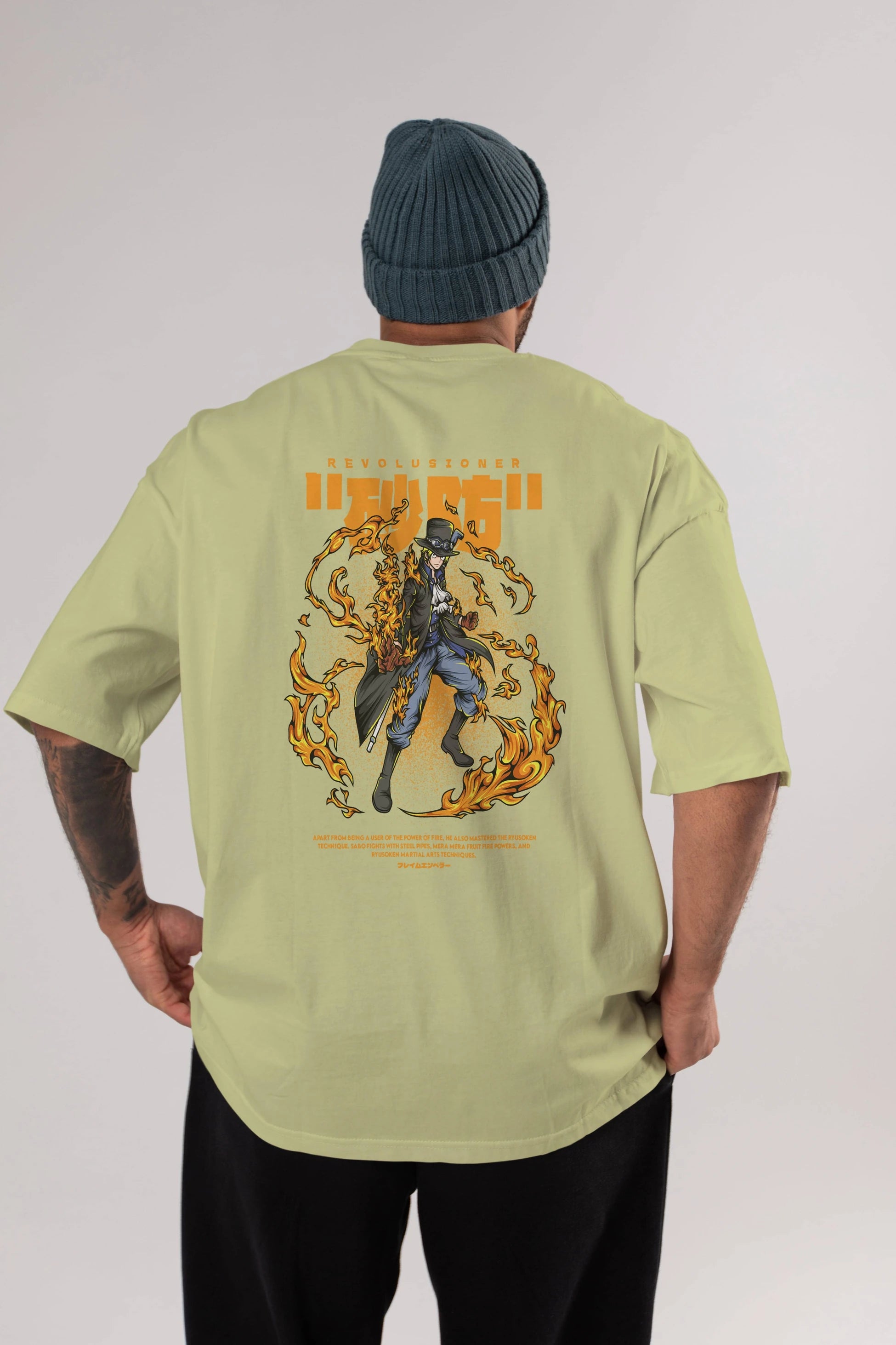 Revolusioner Sabo Anime Arka Baskılı Oversize t-shirt Erkek Kadın Unisex