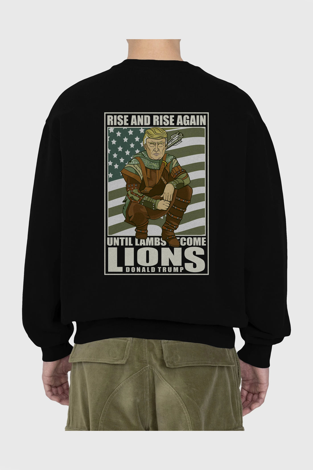 Robin Hood Trump Arka Baskılı Oversize Sweatshirt Erkek Kadın Unisex