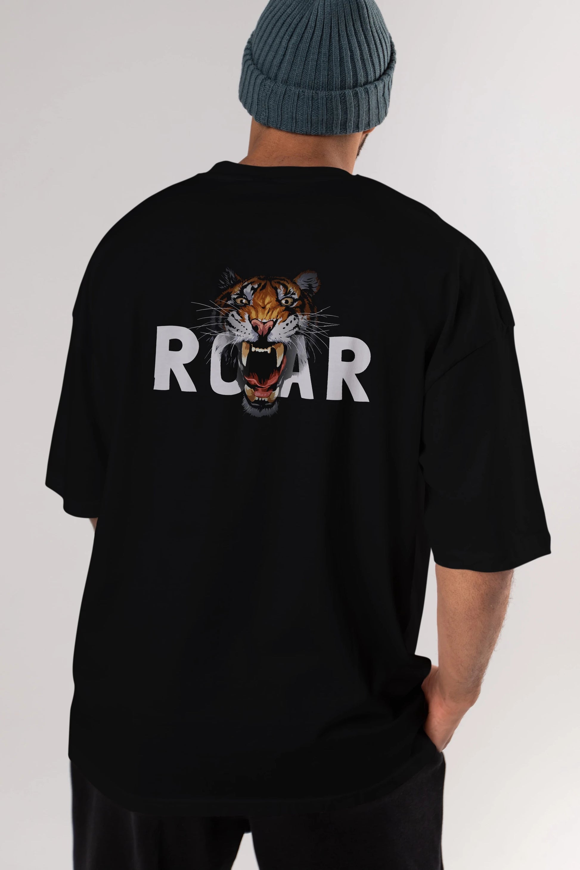 Teddy Bear Roar Arka Baskılı Oversize t-shirt Erkek Kadın Unisex %100 Pamuk