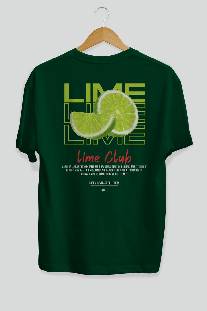 Lime Kokteyl Serisi Baskılı Oversize t-shirt Erkek Kadın Unisex %100 Pamuk Bisiklet Yaka tişort